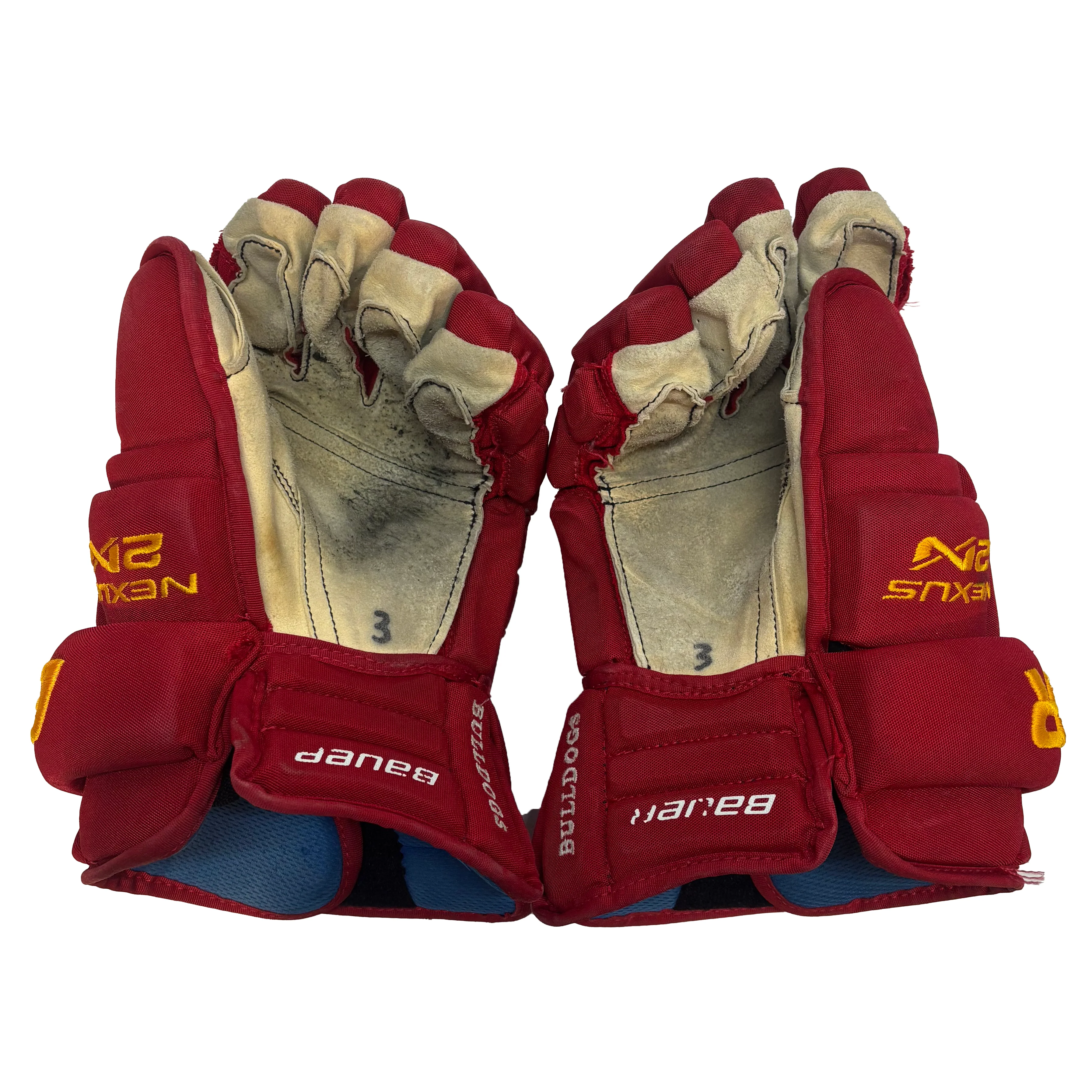 Bauer Nexus 2N - Used NCAA Pro Stock Glove (Red/Yellow) - Image 3