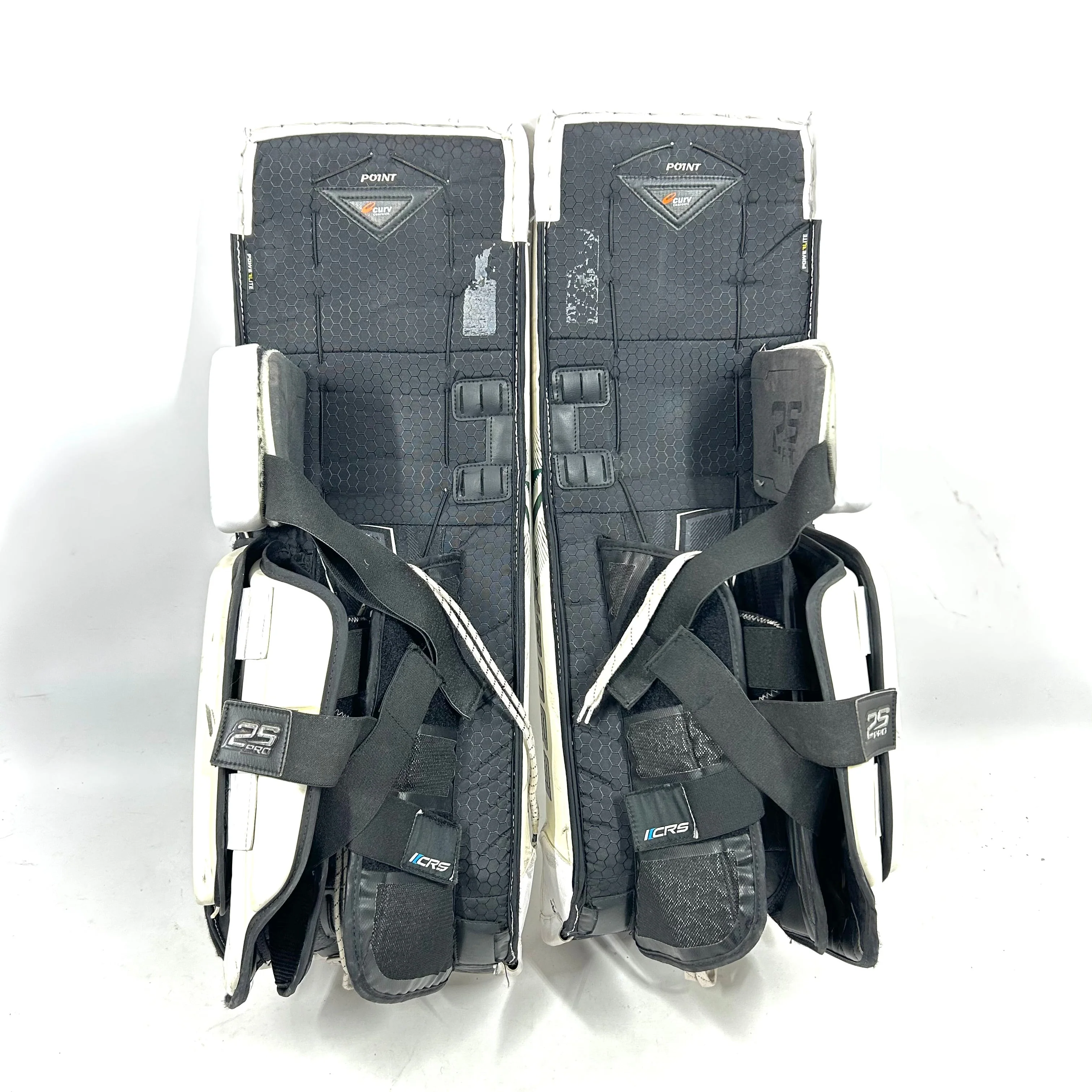 Bauer Supreme 2S Pro - Used Pro Stock Goalie Pads - Full Set (White/Green) - Image 4