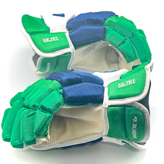 Bauer Supreme 2S - Used NHL Pro Stock Glove - Brady Skjei (Blue/Green/White) - Image 4