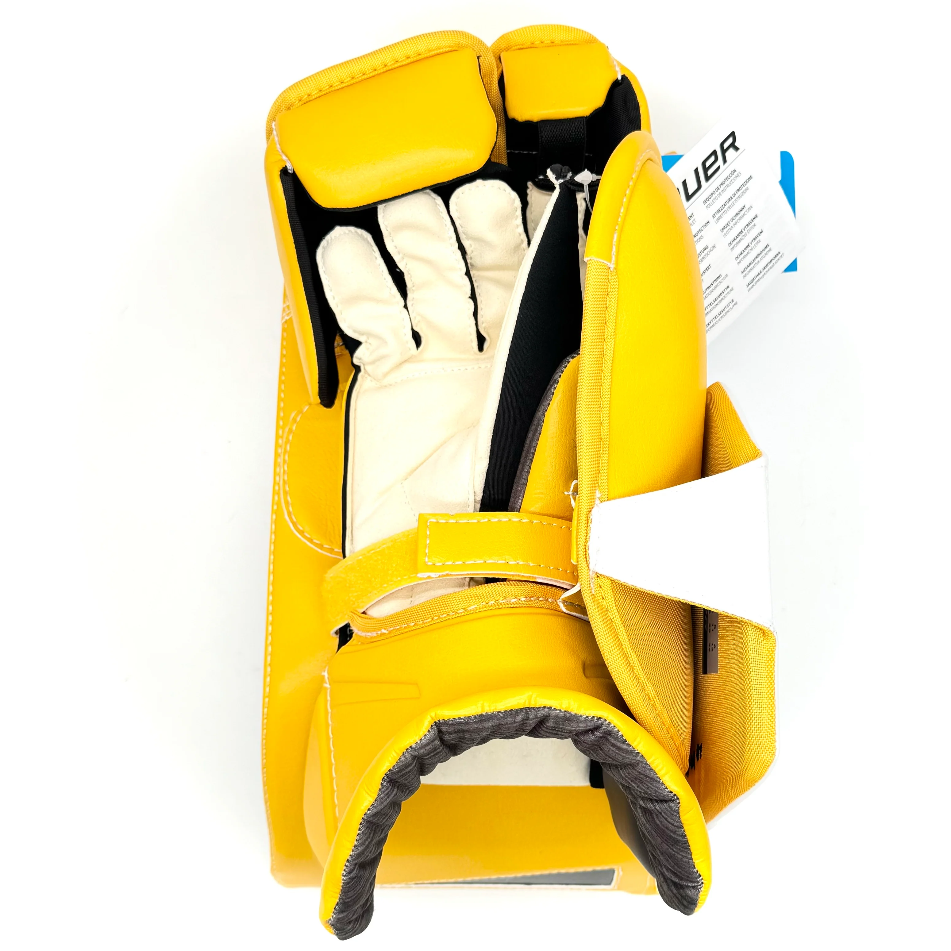 Bauer Supreme Mach - New Pro Stock Goalie Blocker (White/Green/Yellow) - Image 3