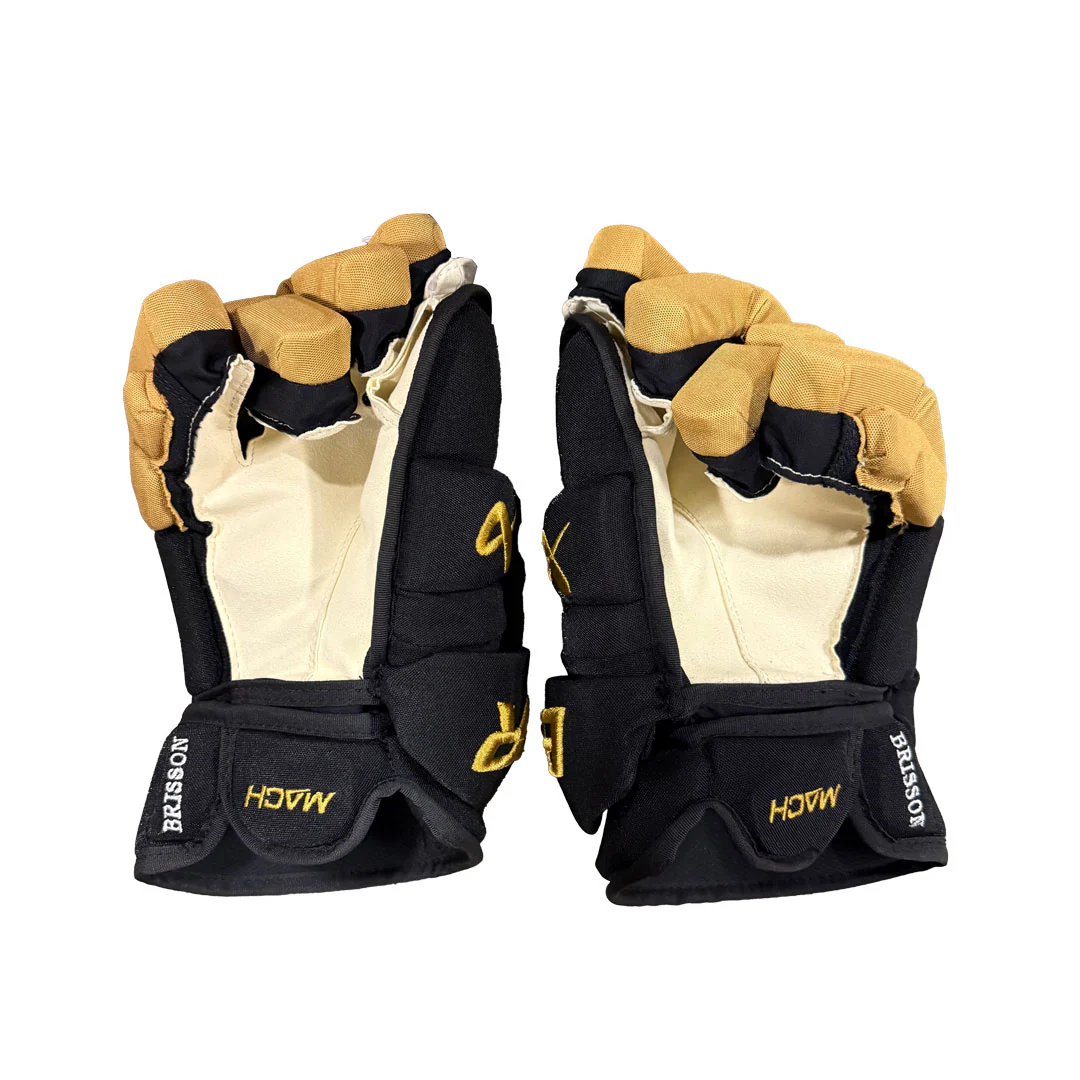 Bauer Supreme Mach - NHL Pro Stock Hockey Gloves - Brendan Brisson (Black/Gold) - Image 2