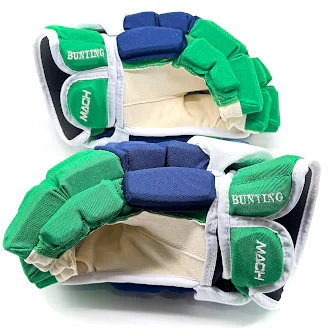 Bauer Supreme Mach - NHL Pro Stock Hockey Gloves - Michael Bunting (Blue/Green/White) - Image 4