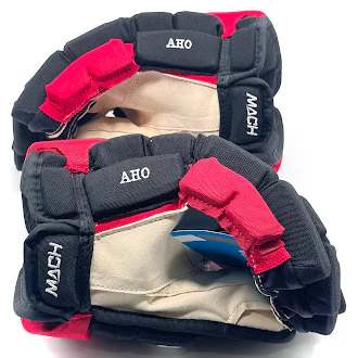 Bauer Supreme Mach - NHL Pro Stock Hockey Gloves - Sebastian Aho (Black/Red) - Image 4