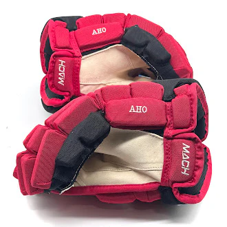 Bauer Supreme Mach - NHL Pro Stock Hockey Gloves - Sebastian Aho (Red/Black) - Image 4