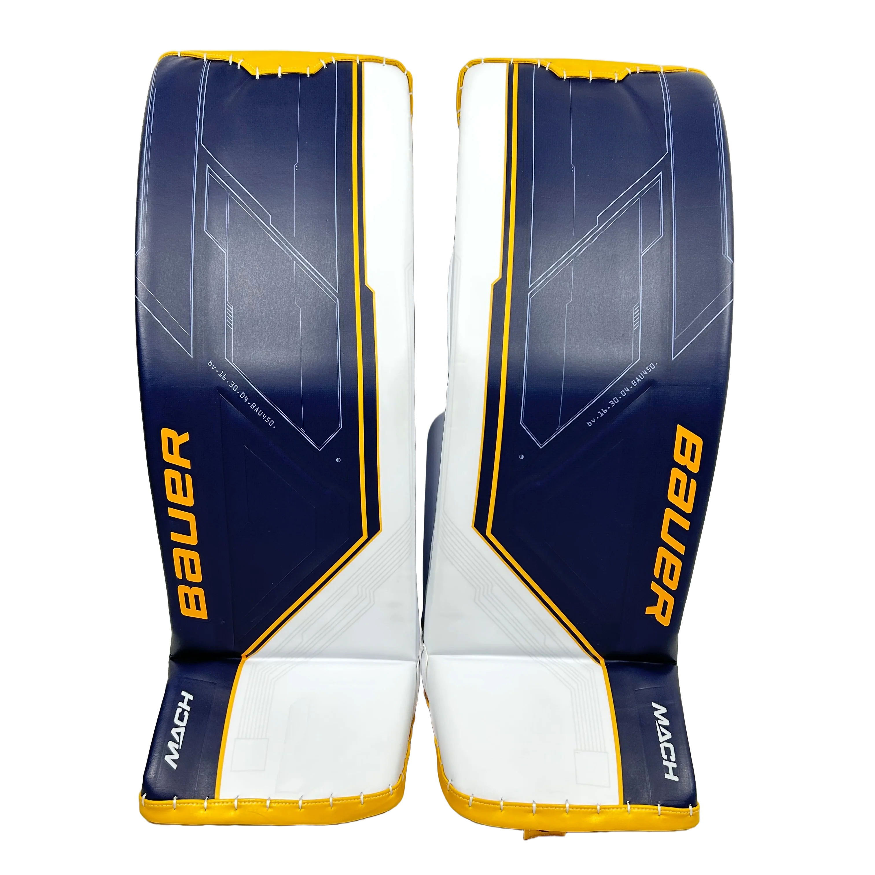 Bauer Supreme Mach - OHL Pro Stock Goalie Pads (Navy/White/Yellow) - Image 2