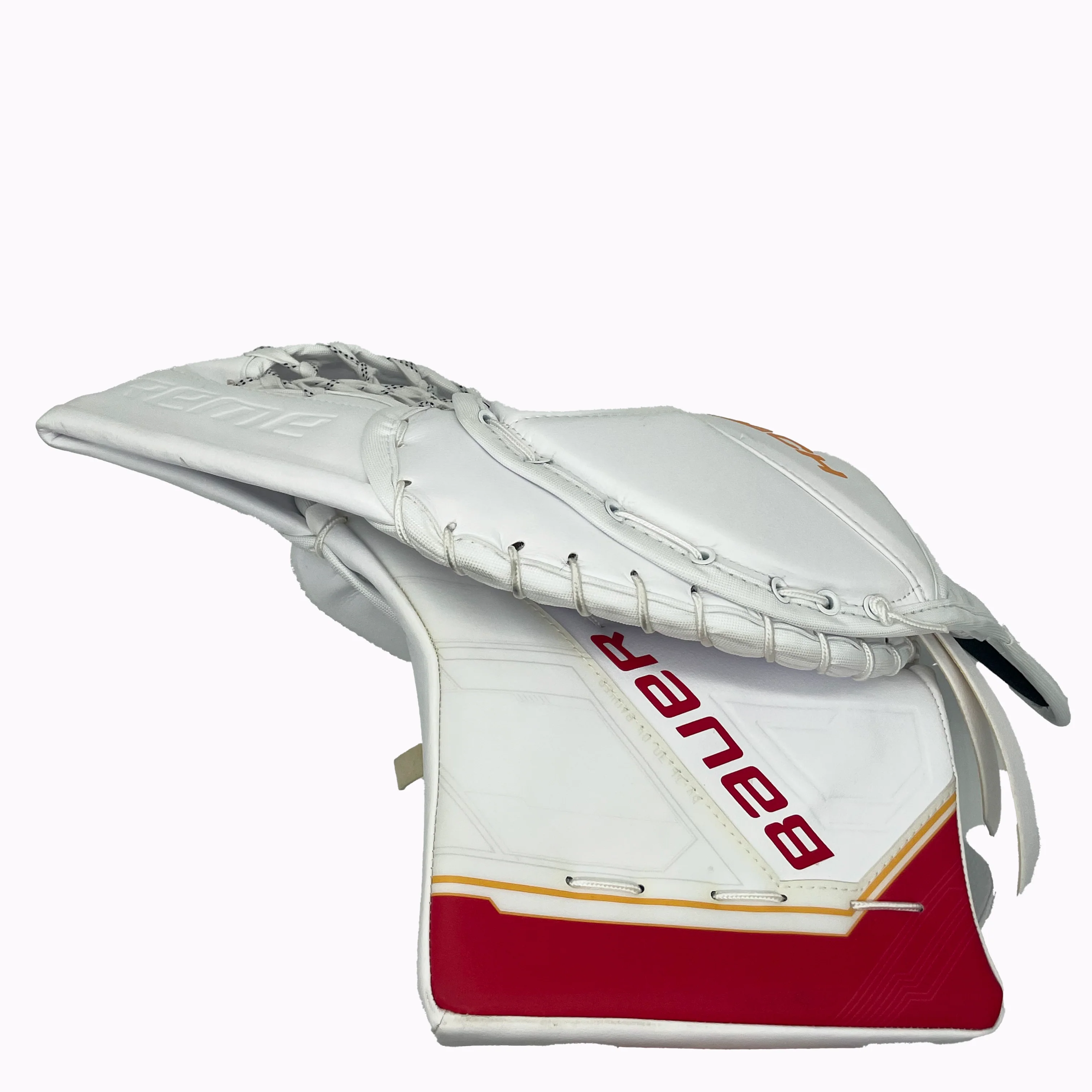 Bauer Supreme Mach - Pro Stock NHL Goalie Glove - Dan Vladar (White/Red/Yellow) - Image 2