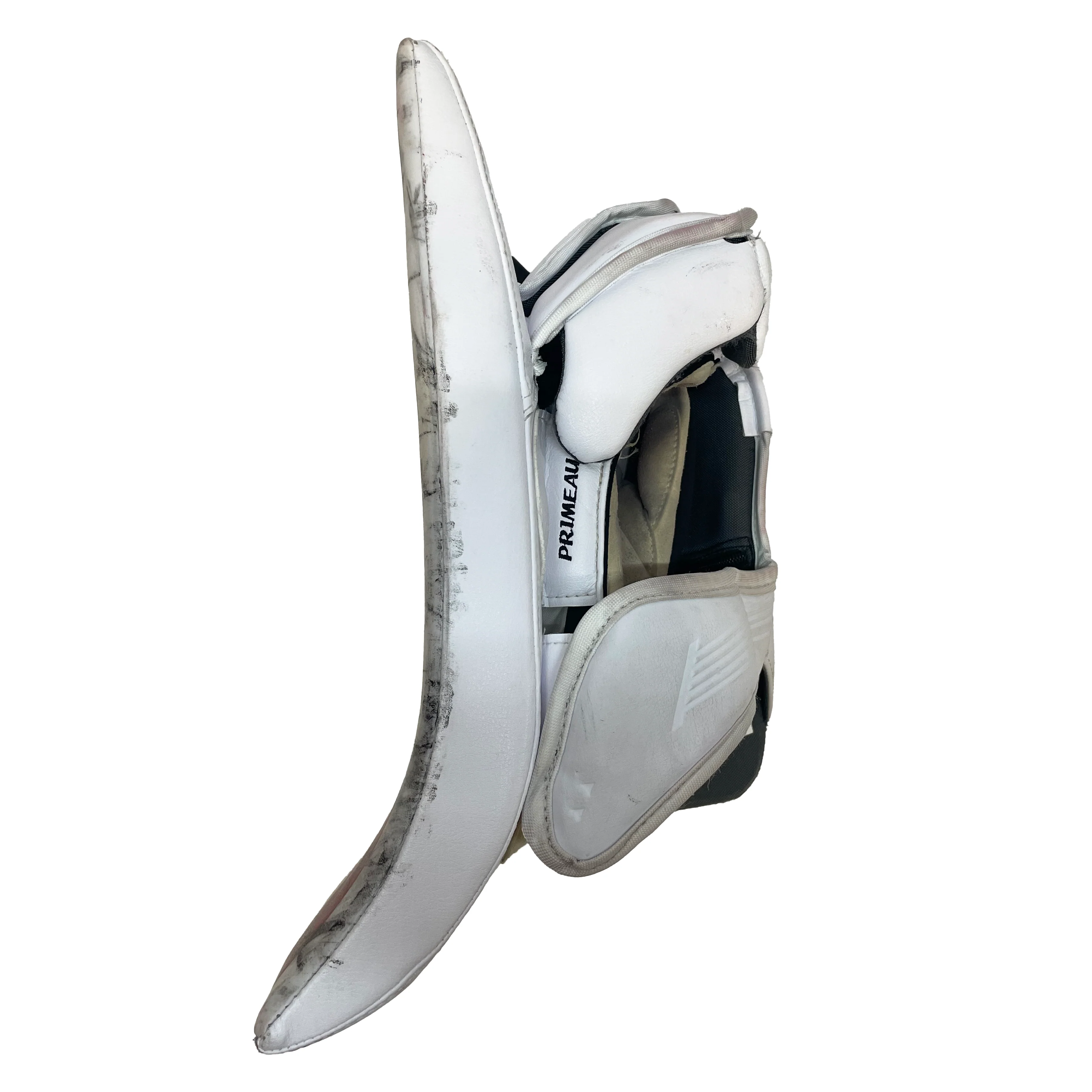 Bauer Supreme Mach - Used Cayden Primeau NHL Pro Stock Goalie Blocker - Montreal Canadiens (White/Red/Blue) - Image 4