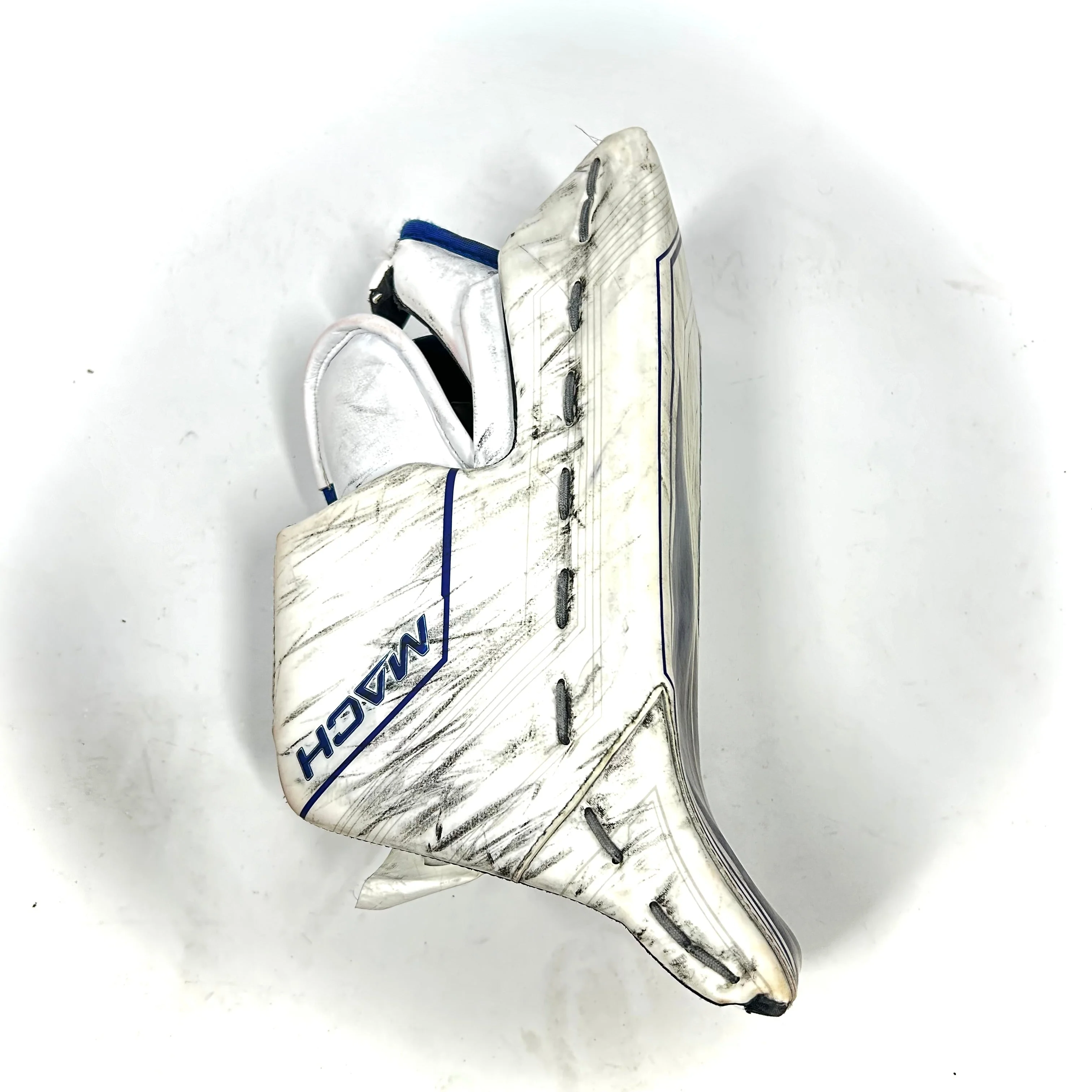 Bauer Supreme Mach - Used Pro Stock Goalie Blocker (White/Blue) - Image 2