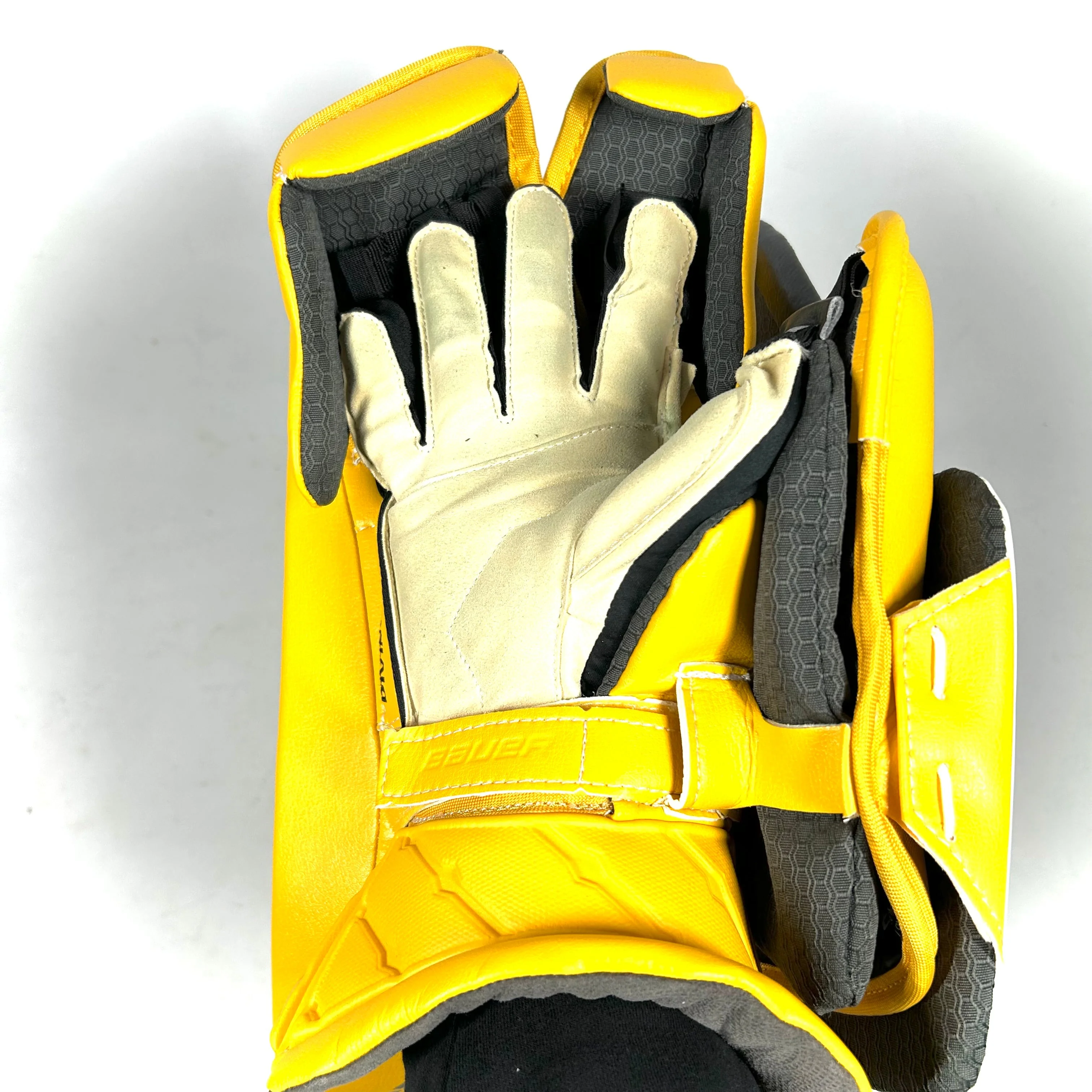 Bauer Supreme Mach - Used Pro Stock Goalie Blocker (White/Green/Yellow) - Image 3