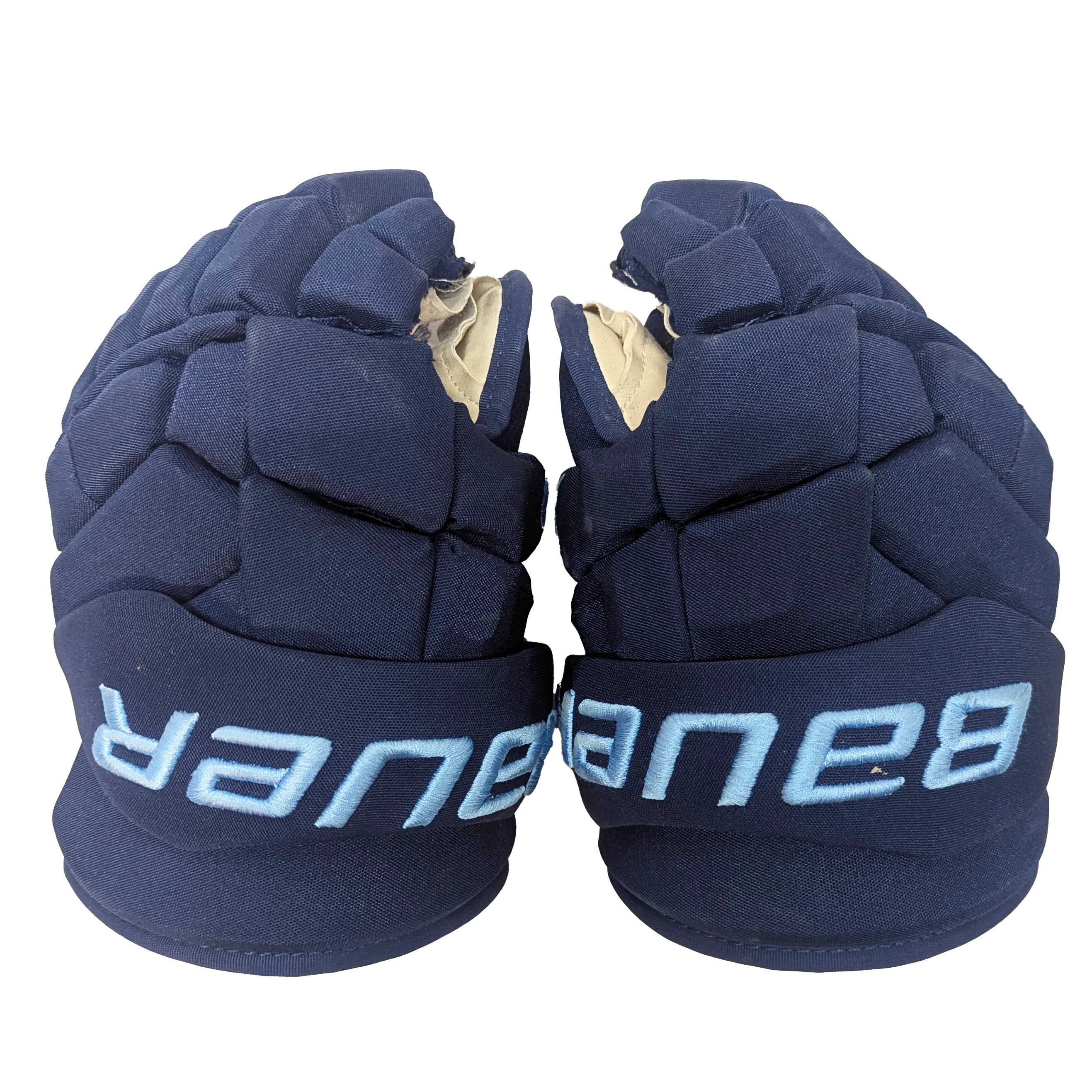Bauer Supreme Mach - Used Intermediate Pro Stock Hockey Gloves (Navy/Blue)