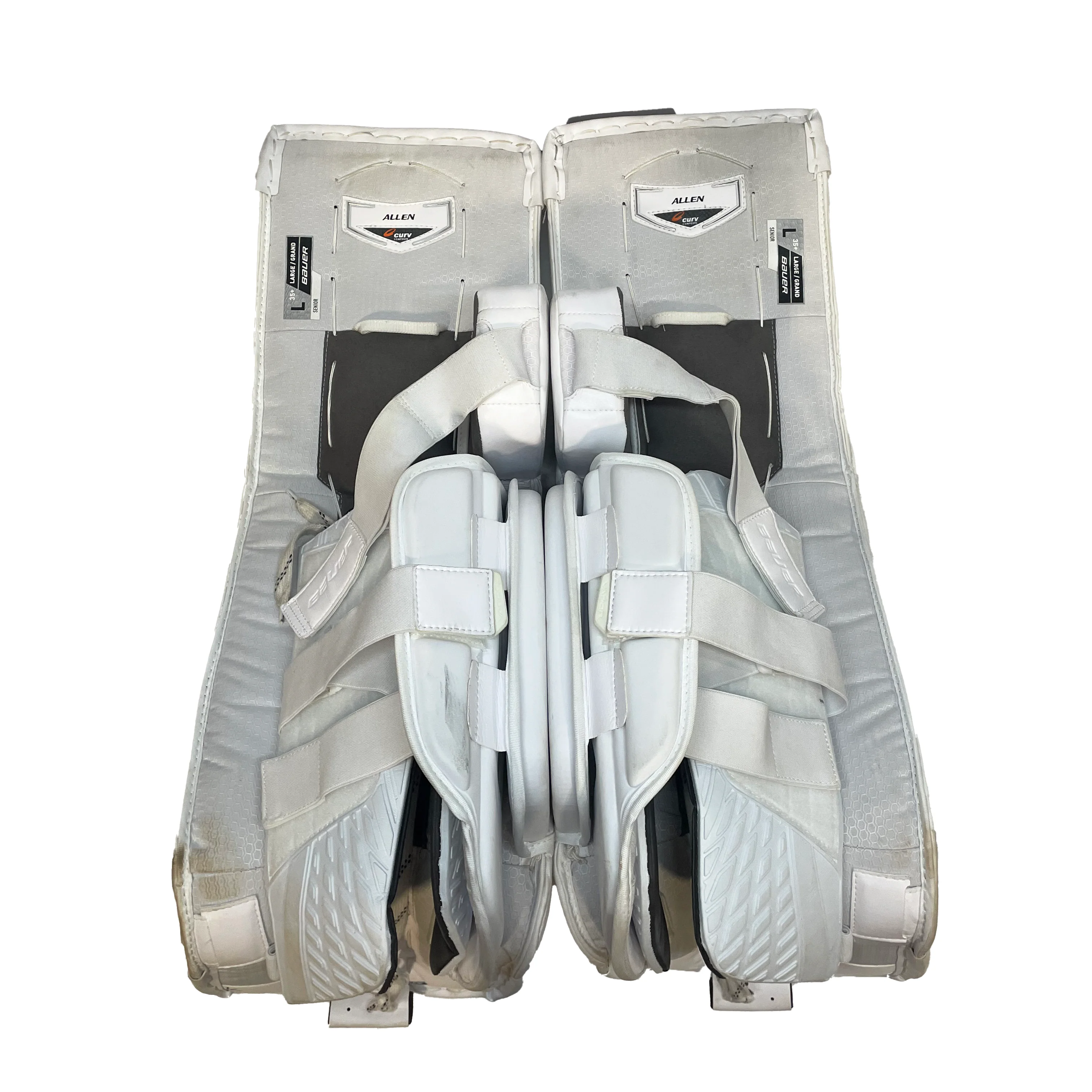 Bauer Supreme Mach - Used Jake Allen NHL Pro Stock Pad Set - Montreal Canadiens (White/Red/Blue) - Image 4