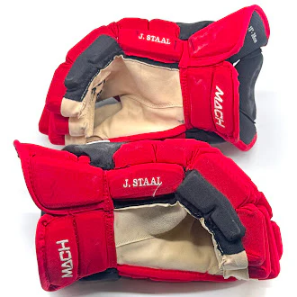 Bauer Supreme Mach - Used NHL Pro Stock Glove - Jordan Staal (Red/Black) - Image 4