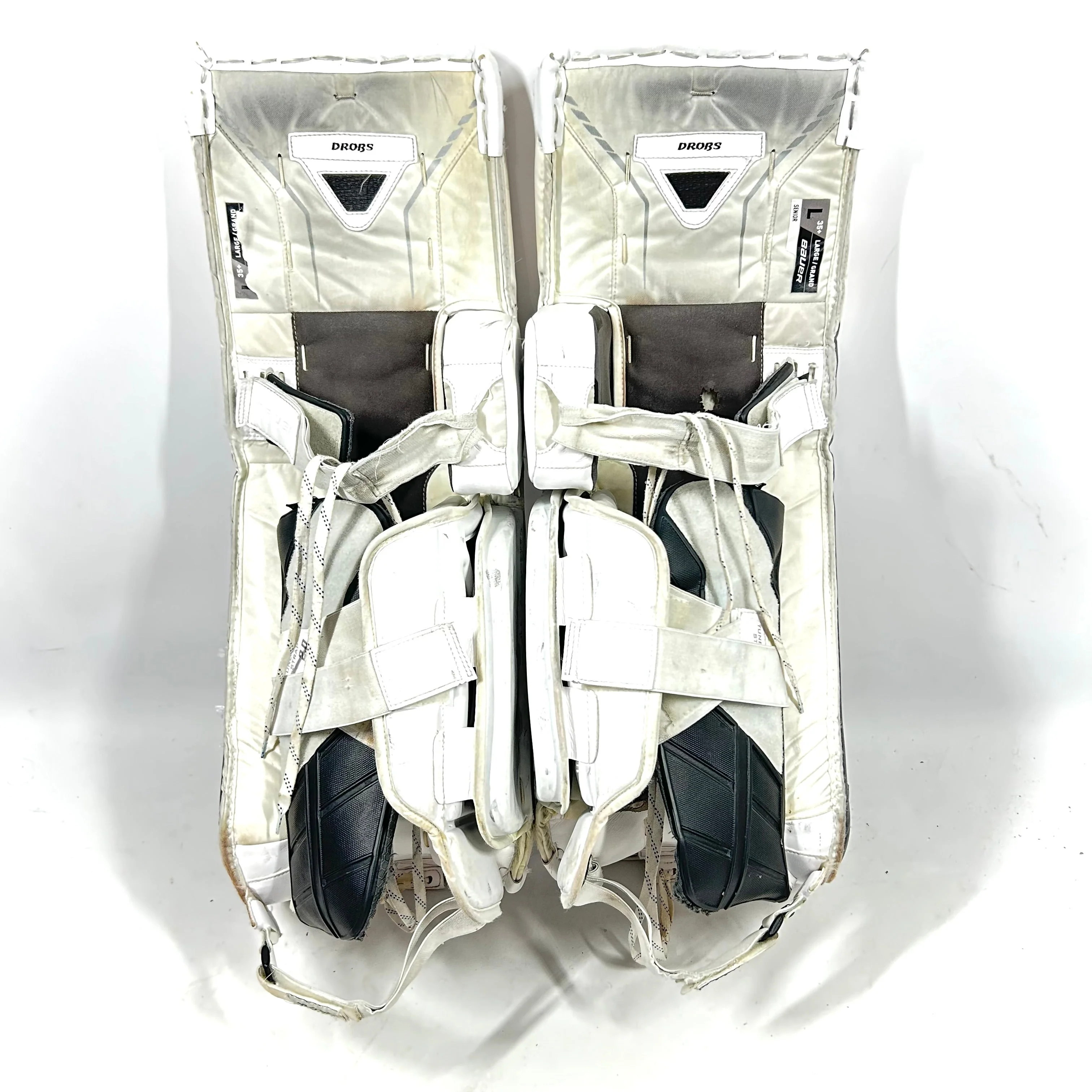 Bauer Supreme Mach - Used OHL Pro Stock Goalie Pads (White/Black/Yellow) - Image 3