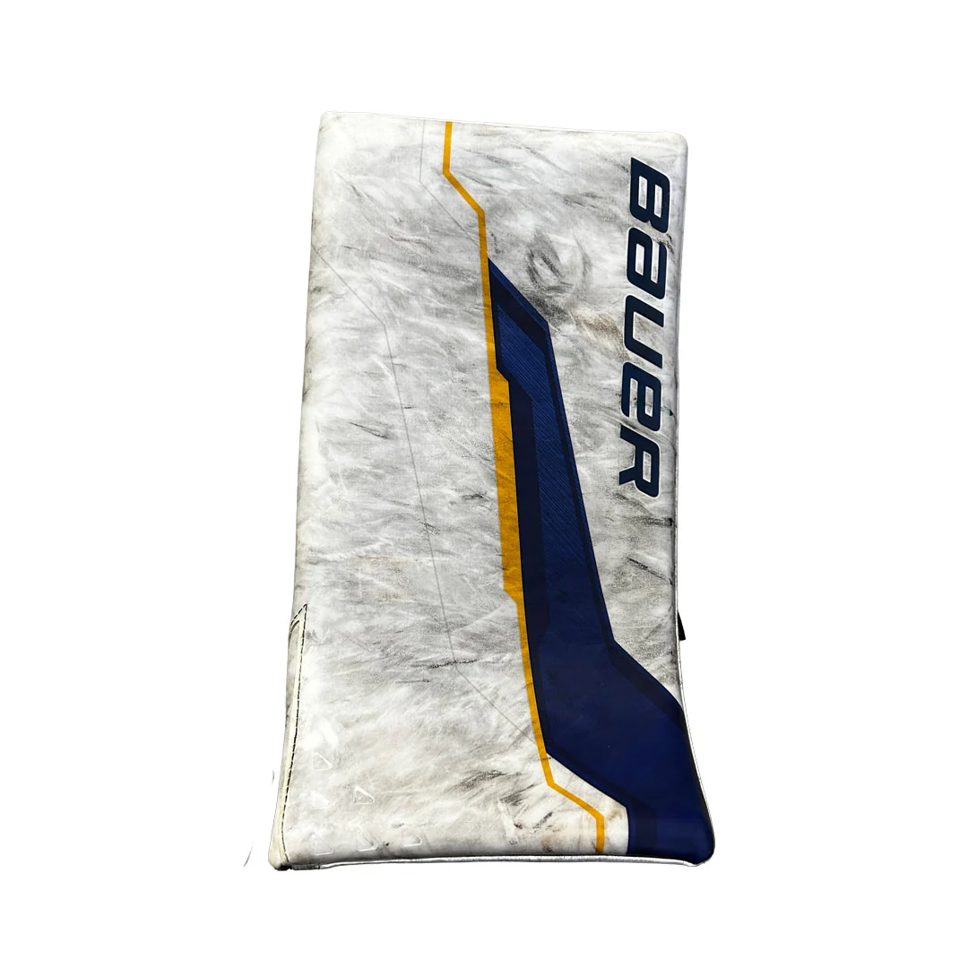 Bauer Supreme Shadow - Used Pro Stock Goalie Blocker (White/Blue/Yellow)