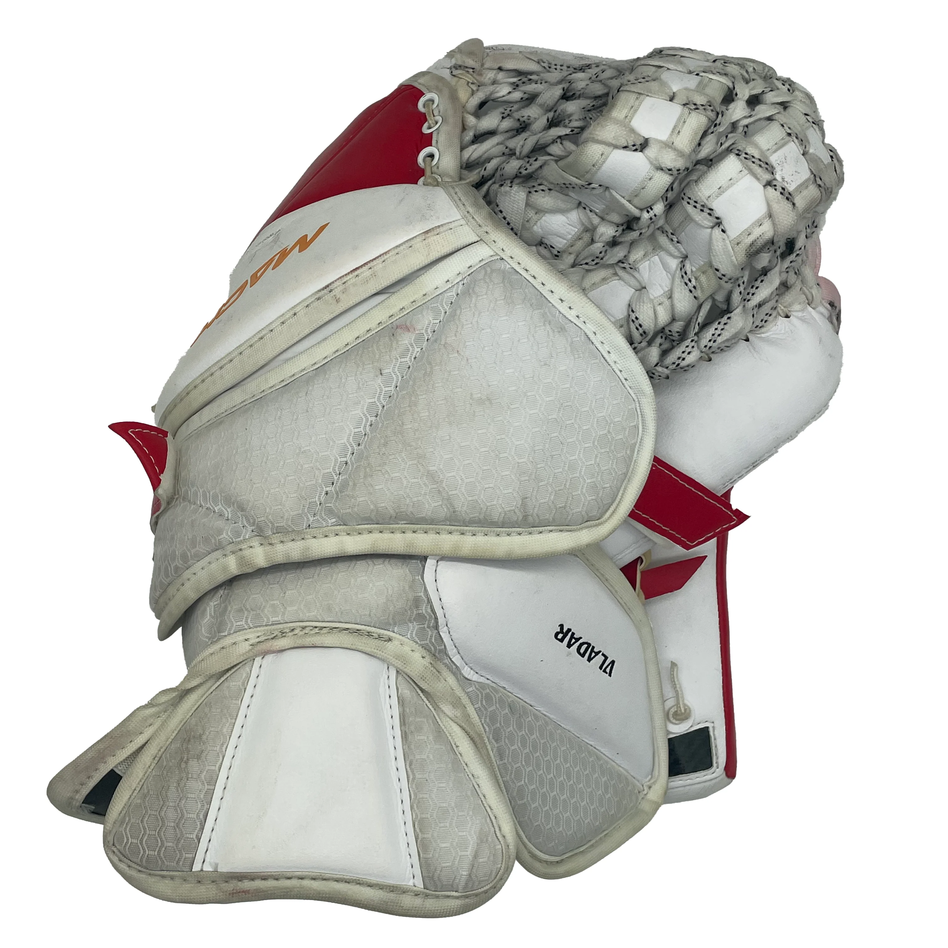 Bauer Supreme Mach - Used Pro Stock Goalie Glove - Dan Vladar (White/Red) - Image 3