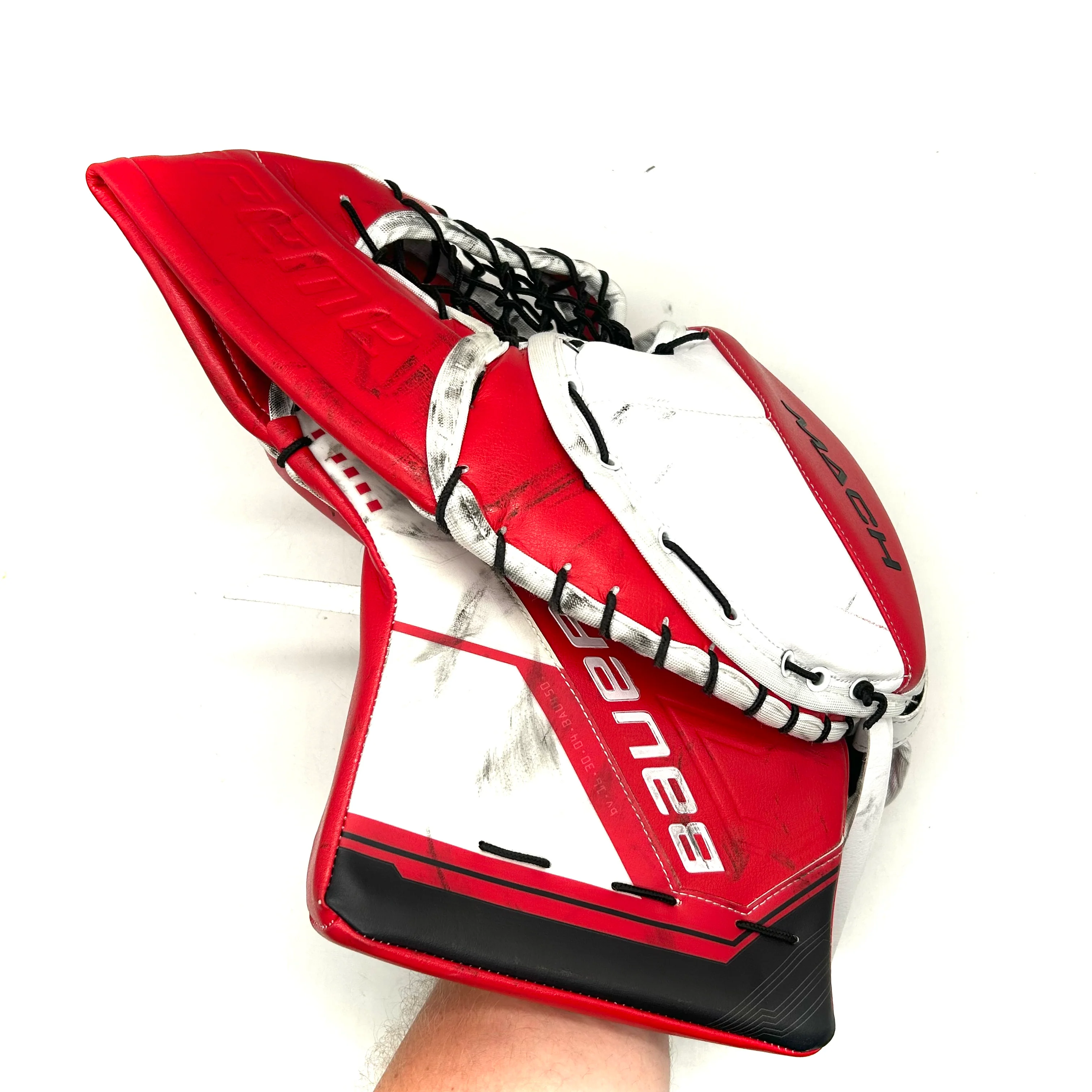 Bauer Supreme Mach - Used Pro Stock Goalie Glove (Red/Black/White) - Image 3