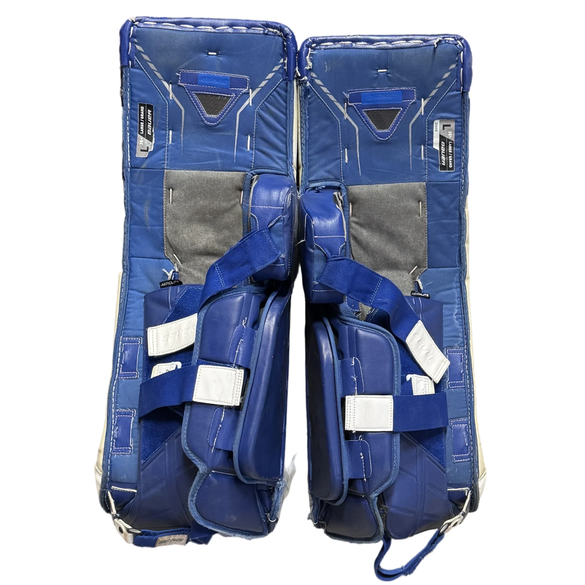Bauer Supreme Mach - Used Pro Stock Goalie Pads (Blue/White/Red) - Image 2