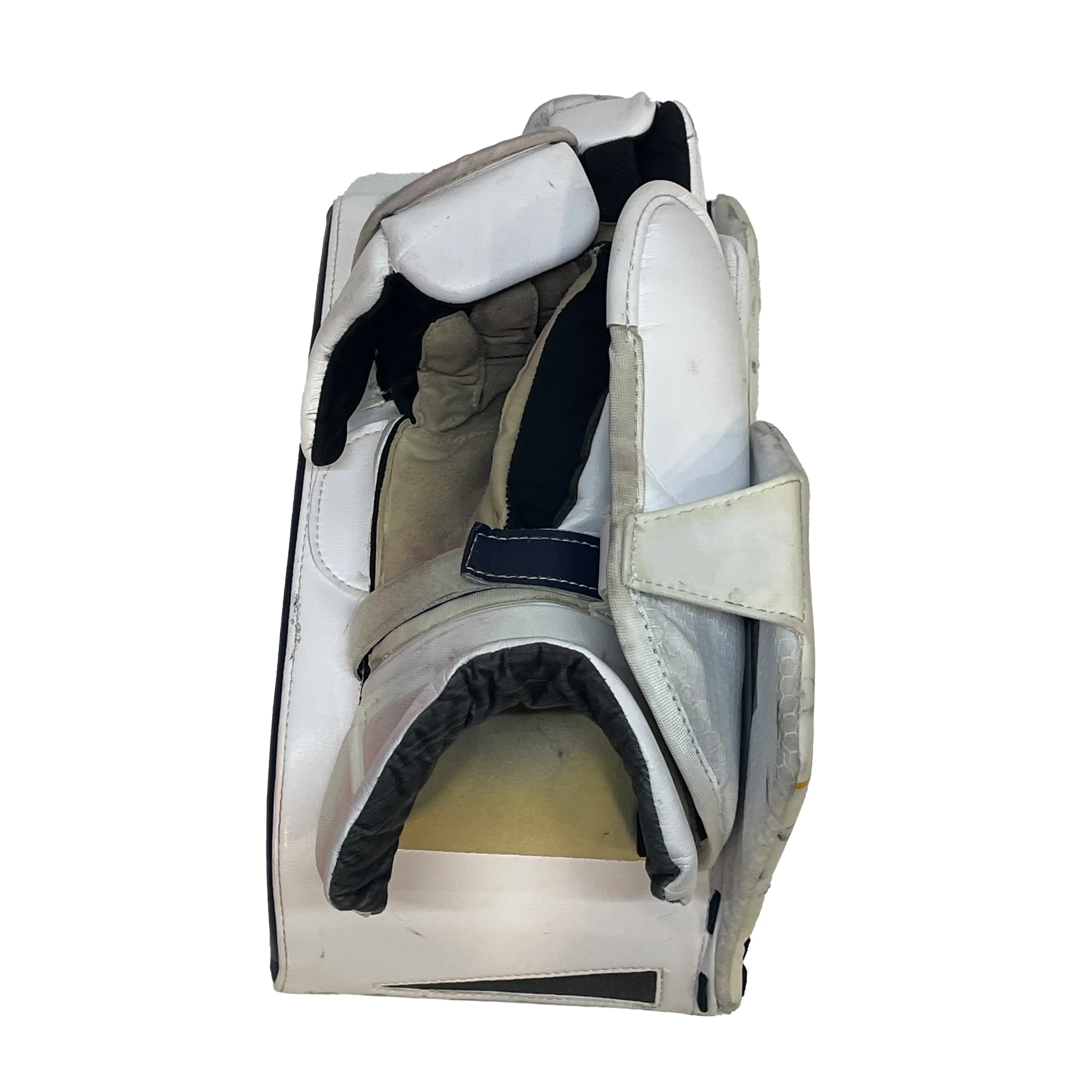 Bauer Supreme Mach - Used Pro Stock Goalie Pads (White/Navy/Yellow) - Image 11