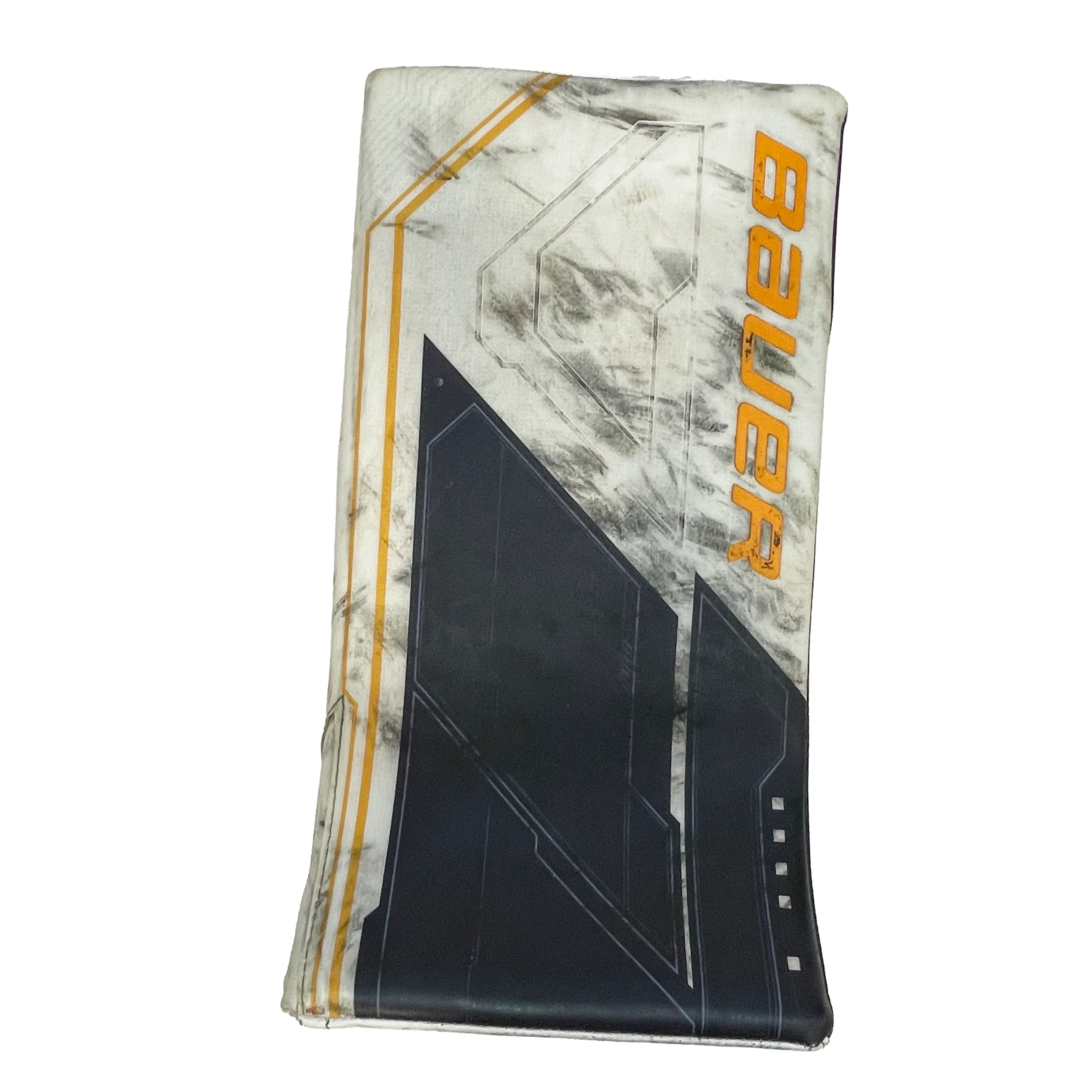 Bauer Supreme Mach - Used Pro Stock Goalie Pads (White/Navy/Yellow) - Image 9