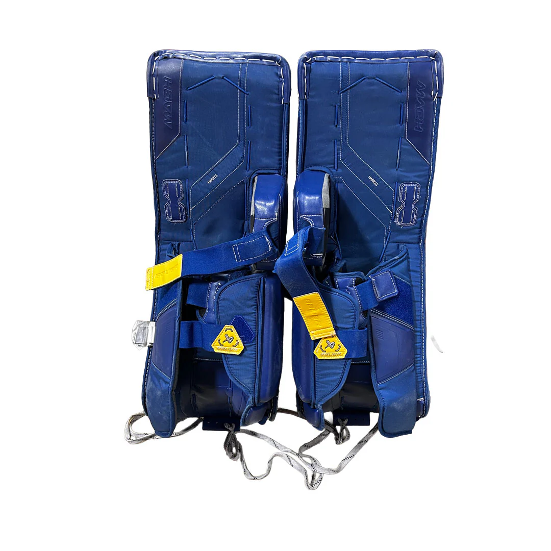 Bauer Supreme Mach - Used Pro Stock Goalie Pads (Yellow/Blue) - Image 3