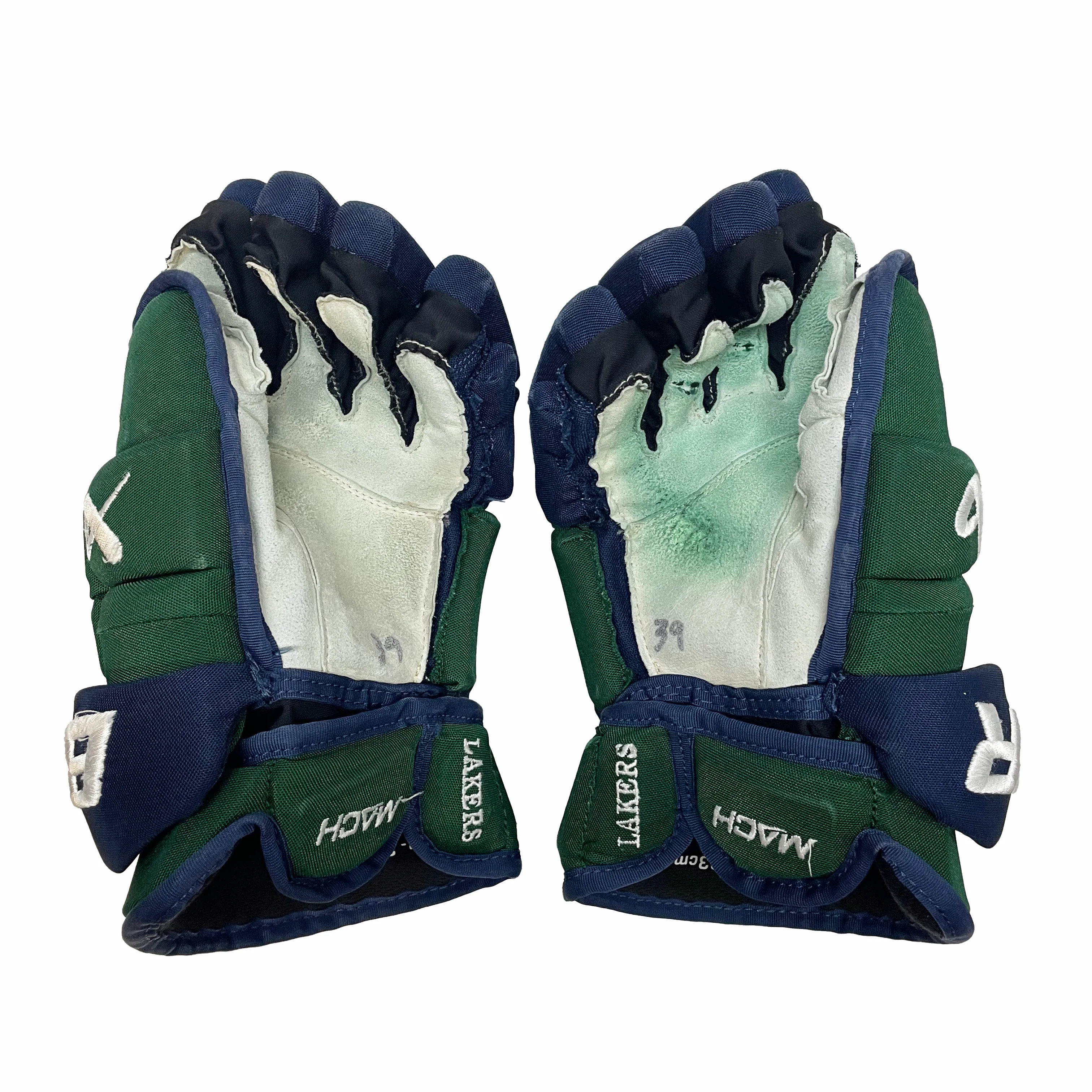 Bauer Supreme Mach - Used Pro Stock Hockey Gloves (Green/Navy) - Image 2