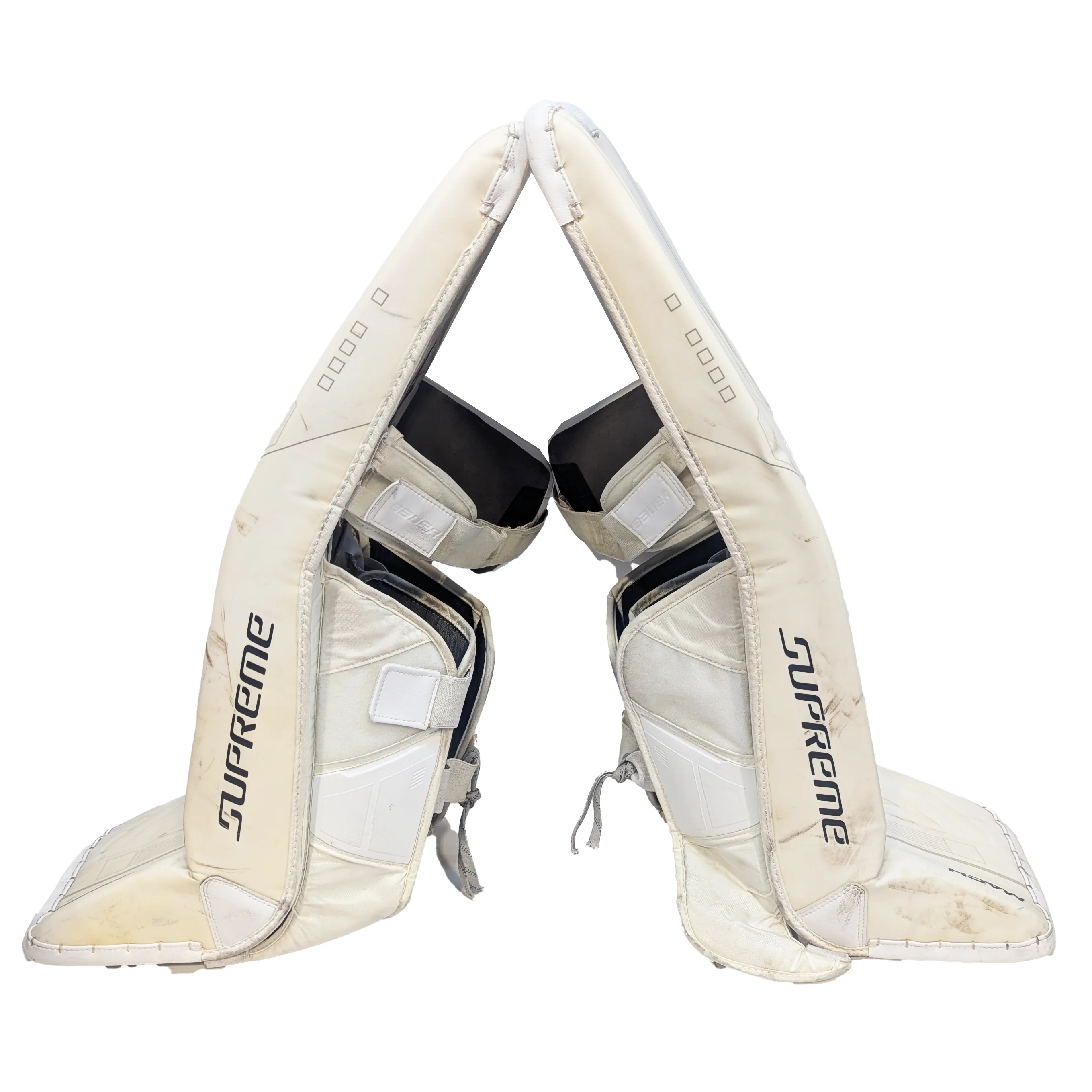 Bauer Supreme Mach - USHL Used Pro Stock Goalie Pads (White/Black) - Image 3