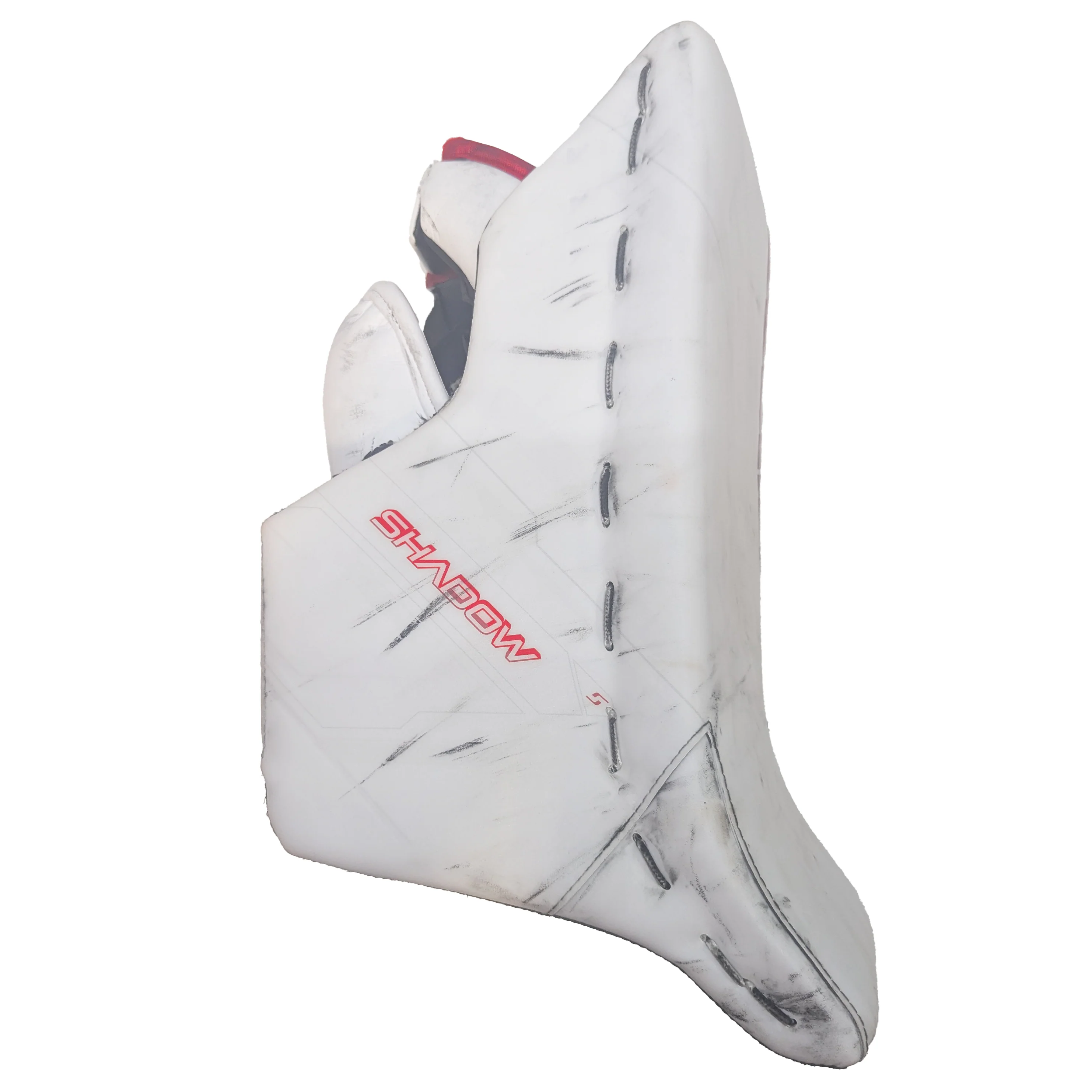 Bauer Supreme Shadow - NCAA Used Pro Stock Goalie Blocker (White/Red) - Image 3