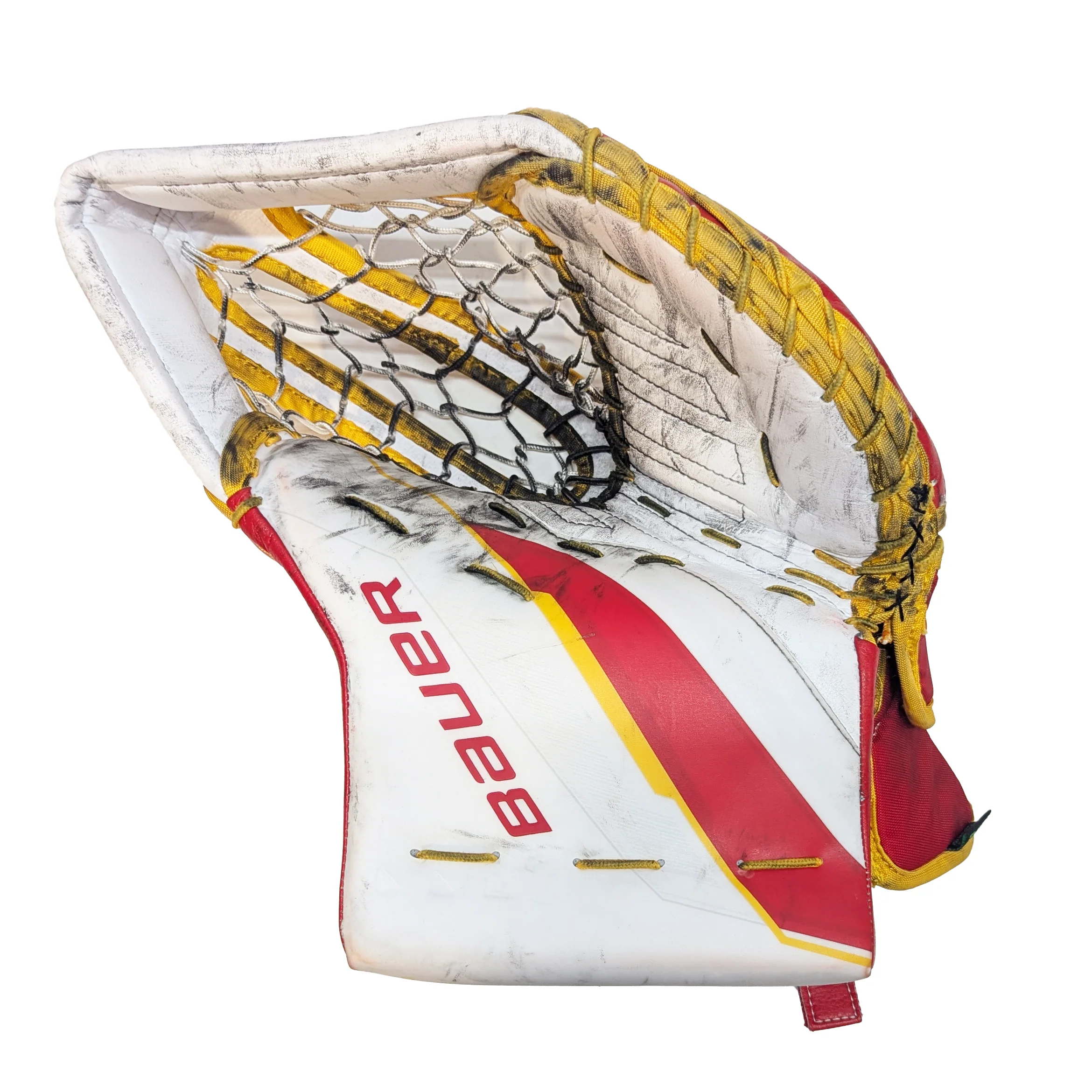 Bauer Supreme Shadow - Used AHL Pro Stock Goalie Full Set (White/Red/Yellow) - Image 10