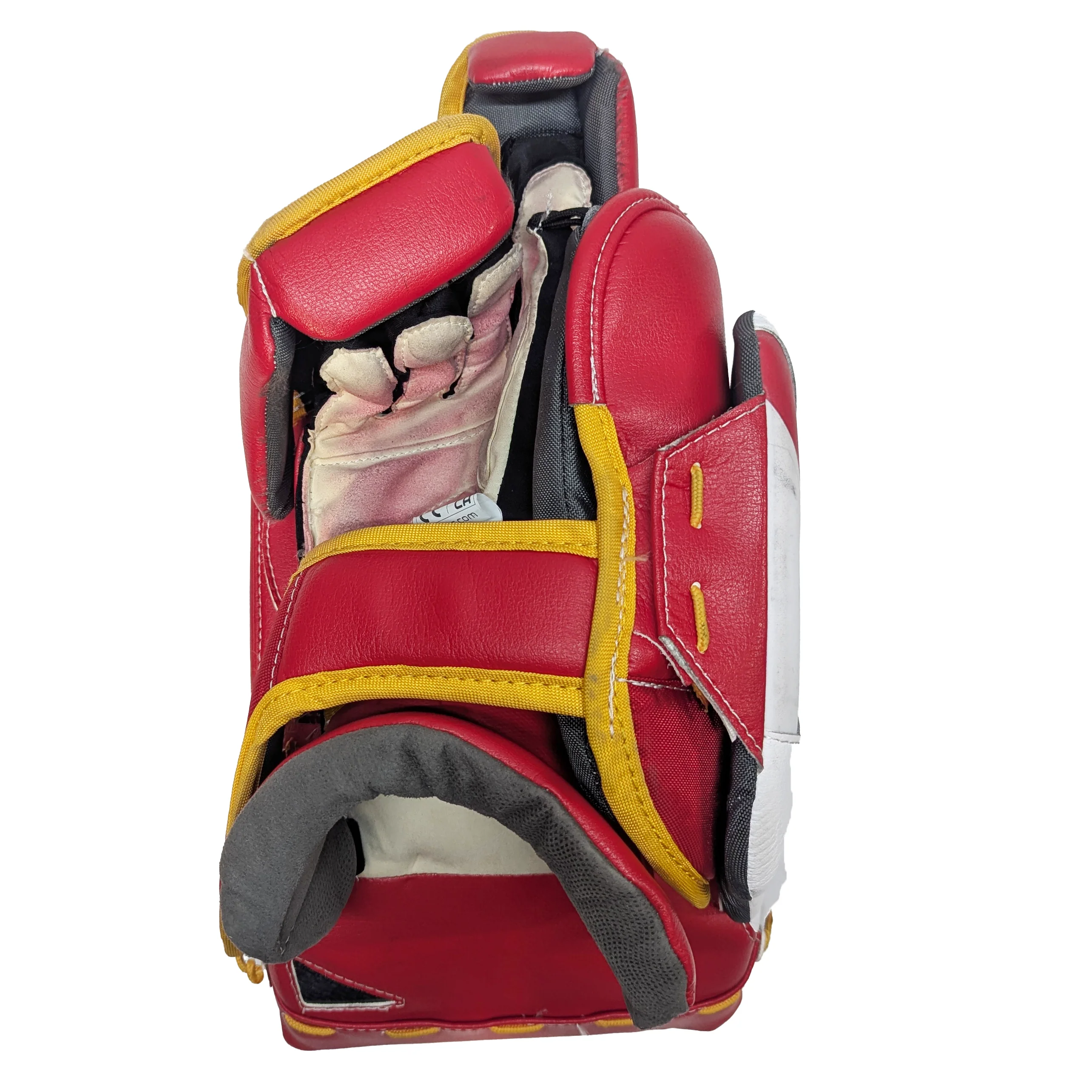 Bauer Supreme Shadow - Used AHL Pro Stock Goalie Full Set (White/Red/Yellow) - Image 7