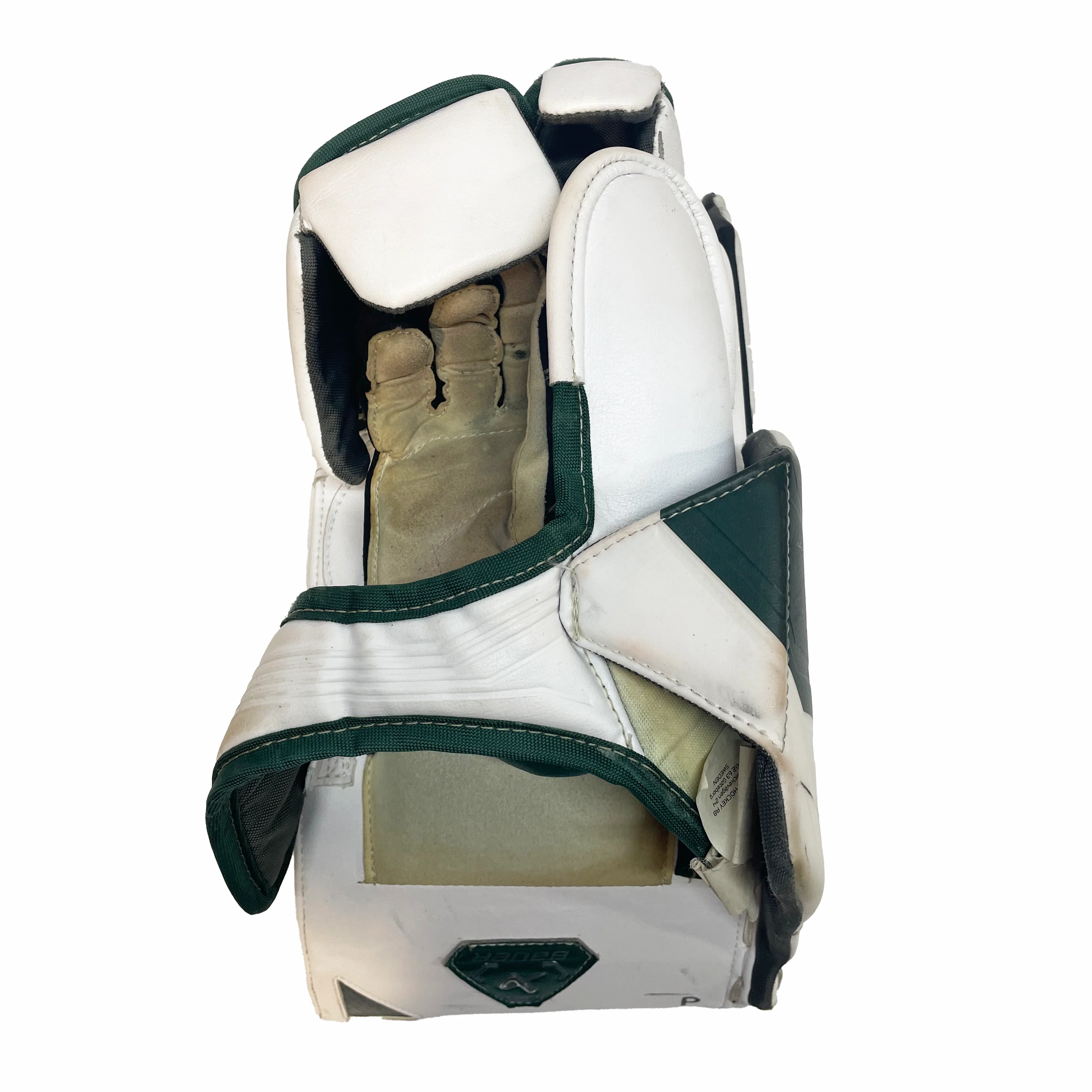 Bauer Supreme Shadow - Used Pro Stock Goalie Blocker (White/Green/Red) - Image 3