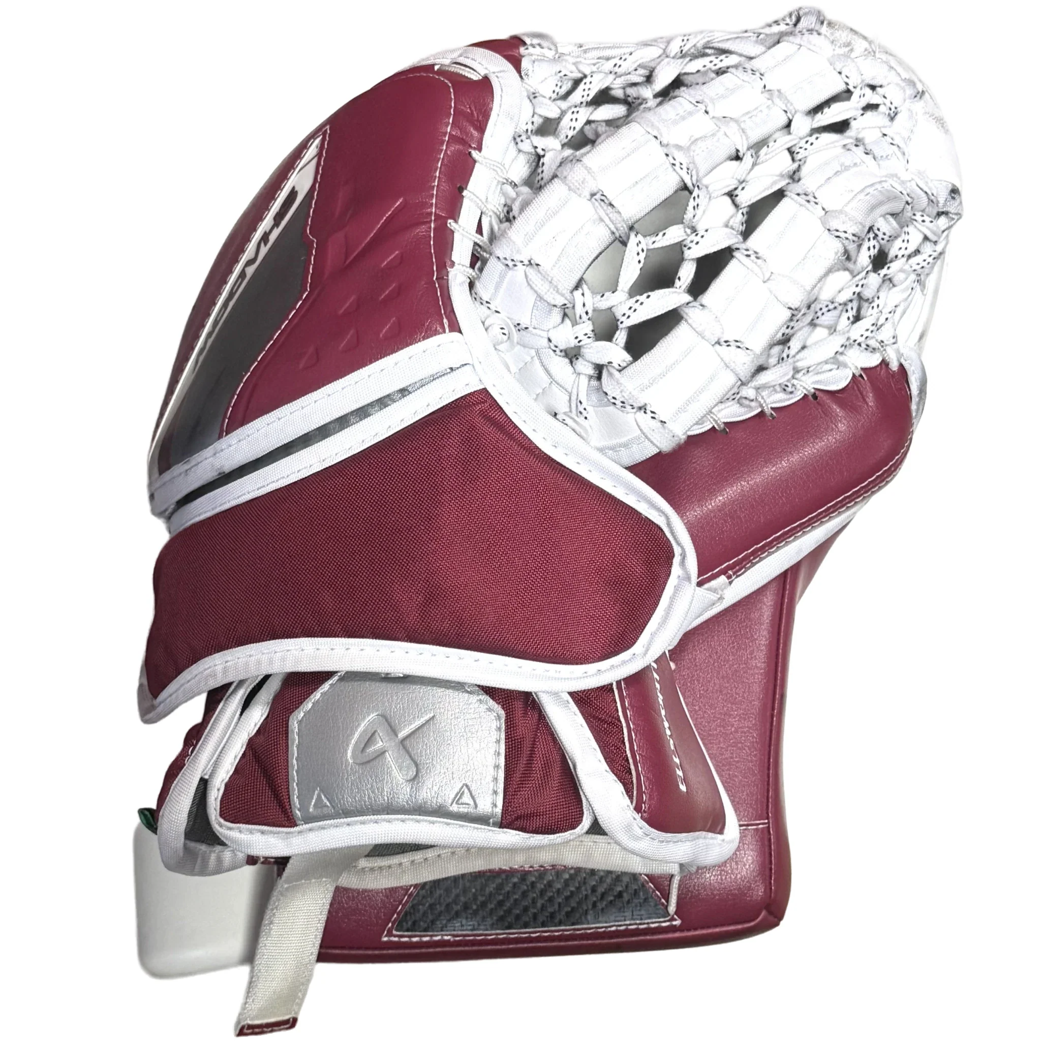 Bauer Supreme Shadow - Used Pro Stock Goalie Glove (White/Maroon/Black) - Image 3