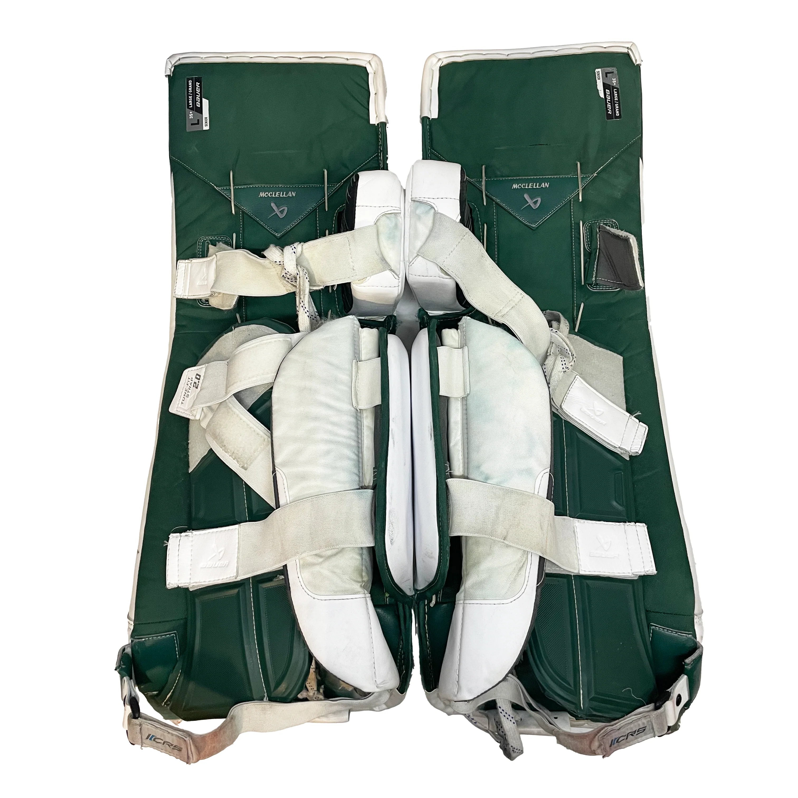 Bauer Supreme Shadow - Used Pro Stock Goalie Pads (White/Green/Red) - Image 4