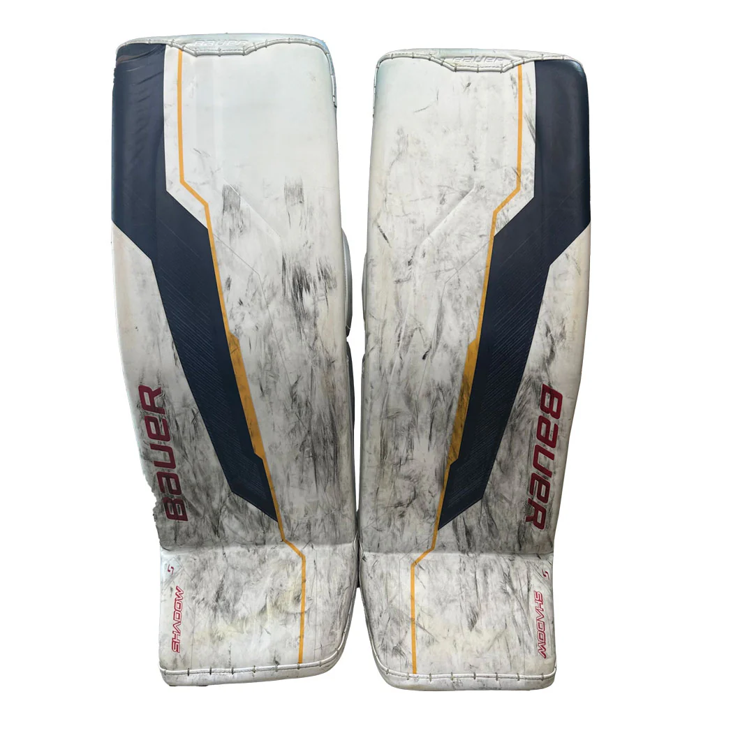 Bauer Supreme Shadow - Used Pro Stock Goalie Pads (White/Navy/Yellow)
