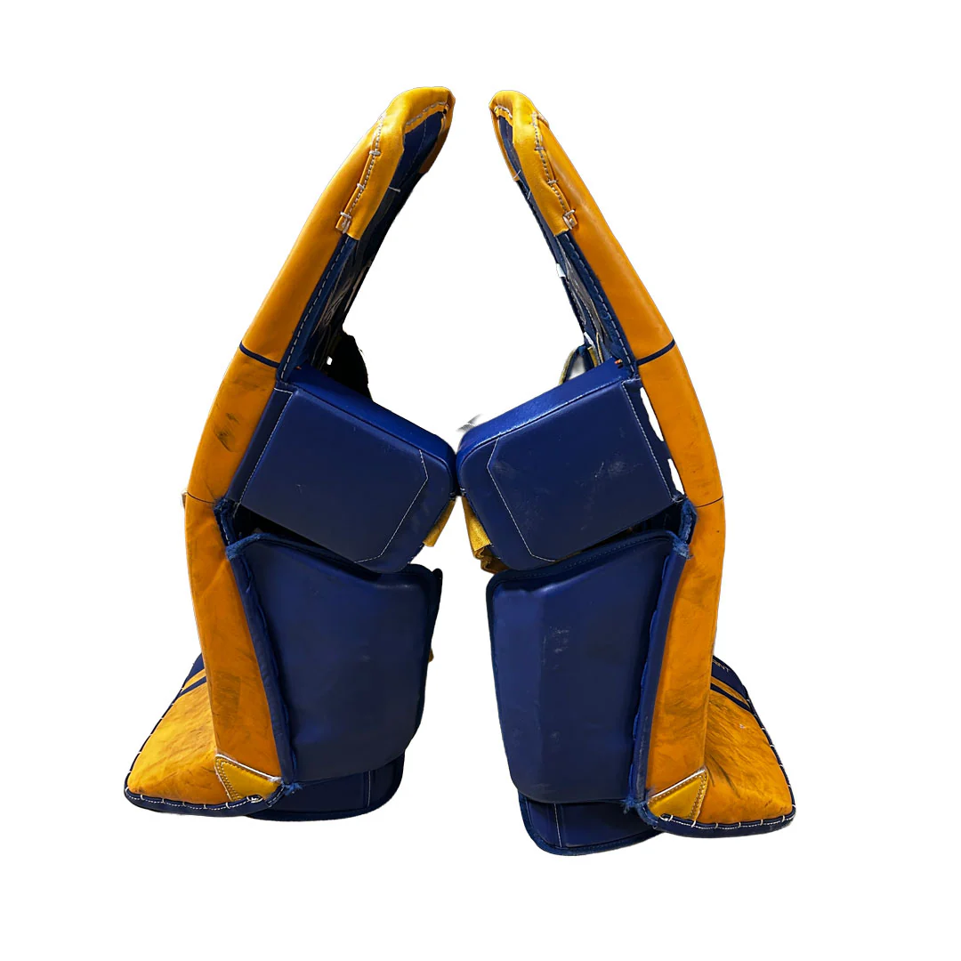 Bauer Supreme Shadow - Used Pro Stock Goalie Pads (Yellow/Blue) - Image 2