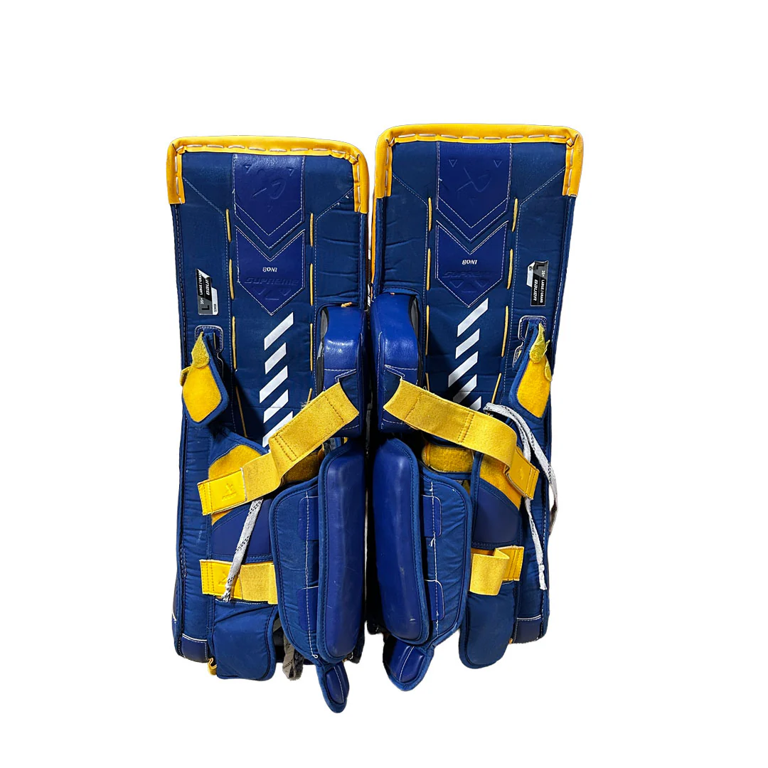 Bauer Supreme Shadow - Used Pro Stock Goalie Pads (Yellow/Blue) - Image 3