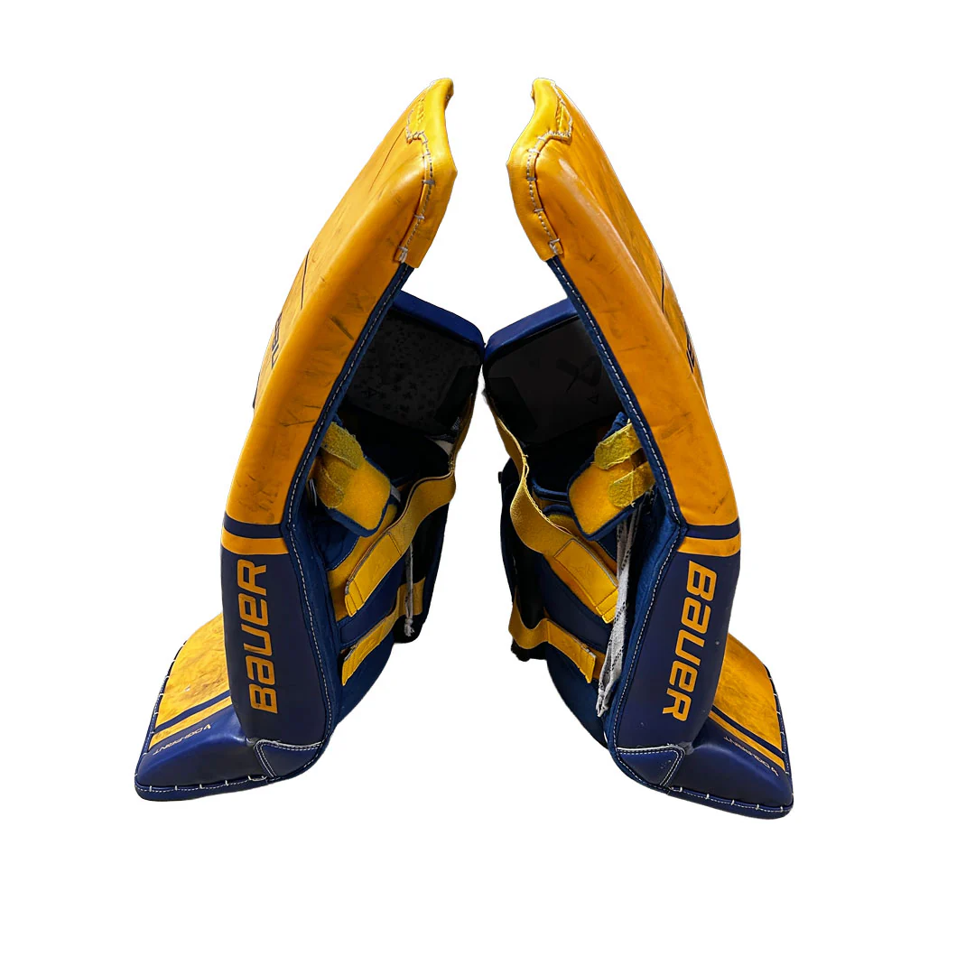 Bauer Supreme Shadow - Used Pro Stock Goalie Pads (Yellow/Blue) - Image 4