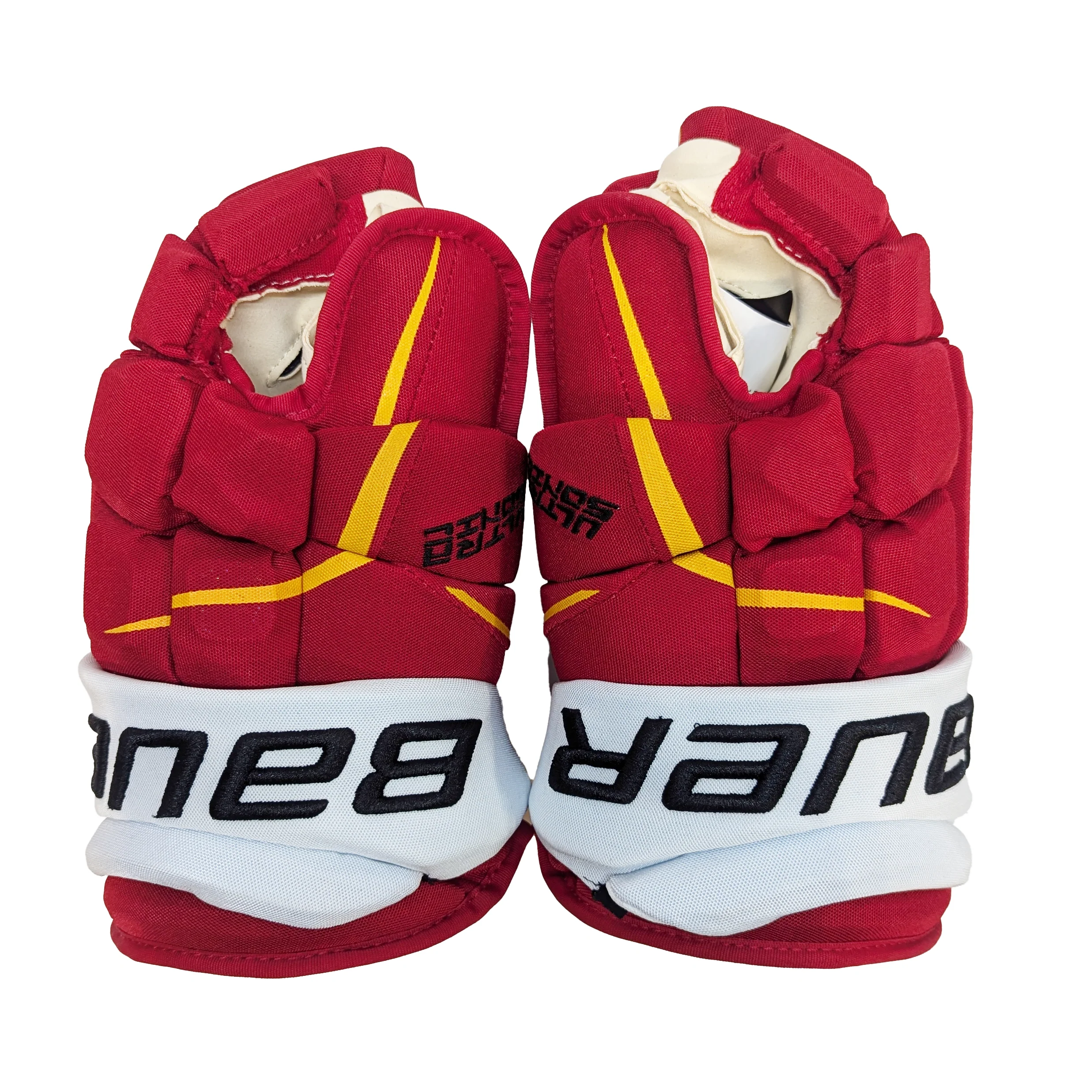 Bauer Supreme Ultrasonic - NHL Pro Stock Glove - Oliver Kylington (Red/Yellow/White) - Image 2