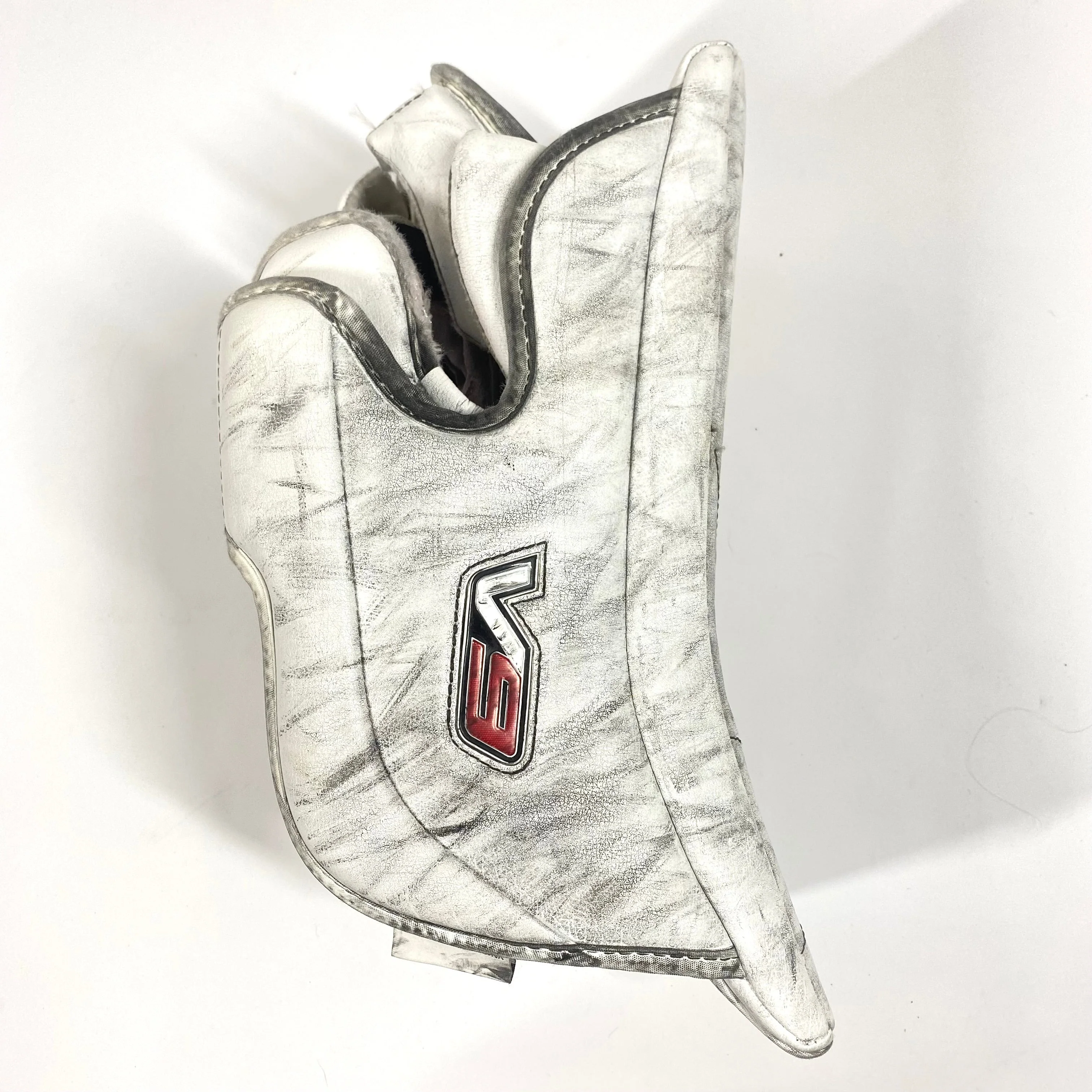 Vaughn Velocity V9 - Used Pro Stock Goalie Blocker (White/Red/Yellow) - Image 2