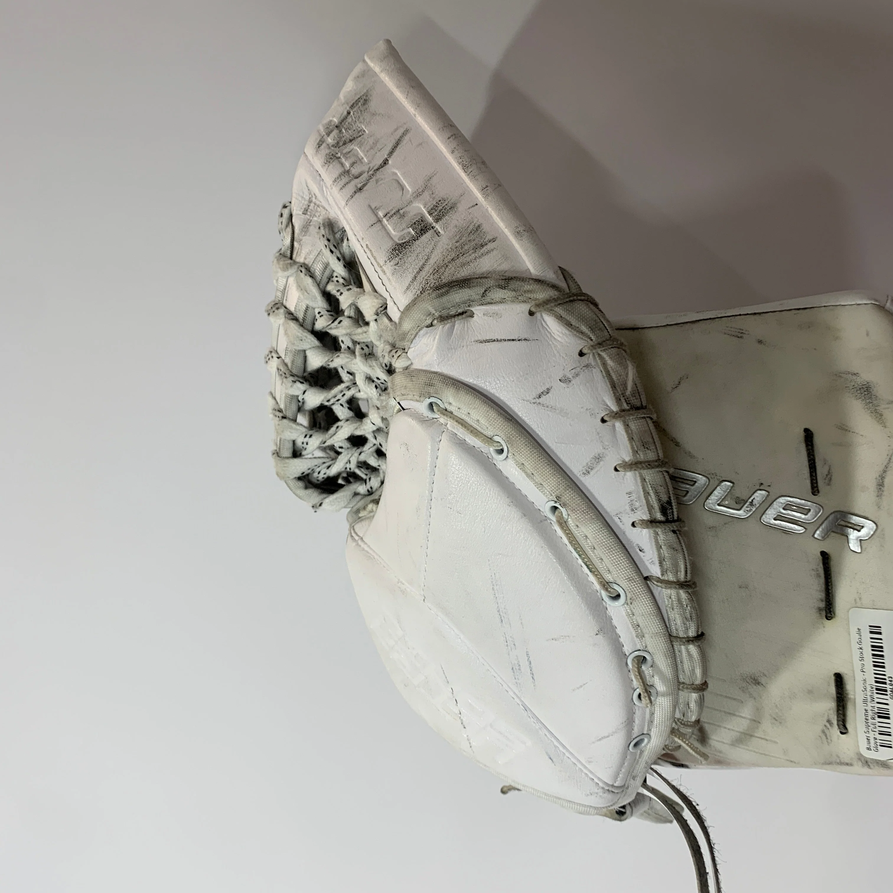 Bauer Supreme 2S Pro - Used Pro Stock Goalie Glove - Full Right (White) - Image 4