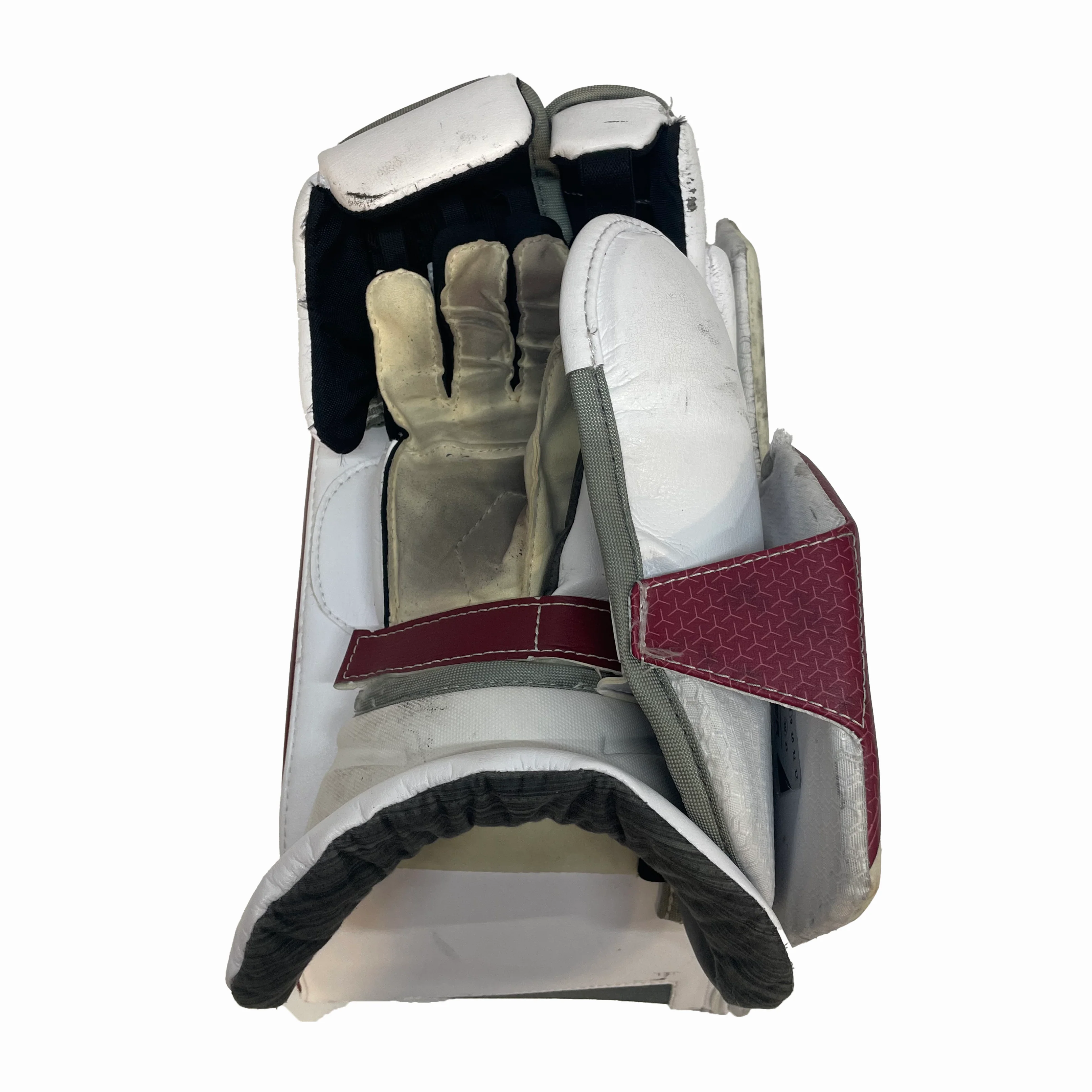 Bauer Supreme Ultrasonic - Used Pro Stock Goalie Blocker (White/Maroon) - Image 3