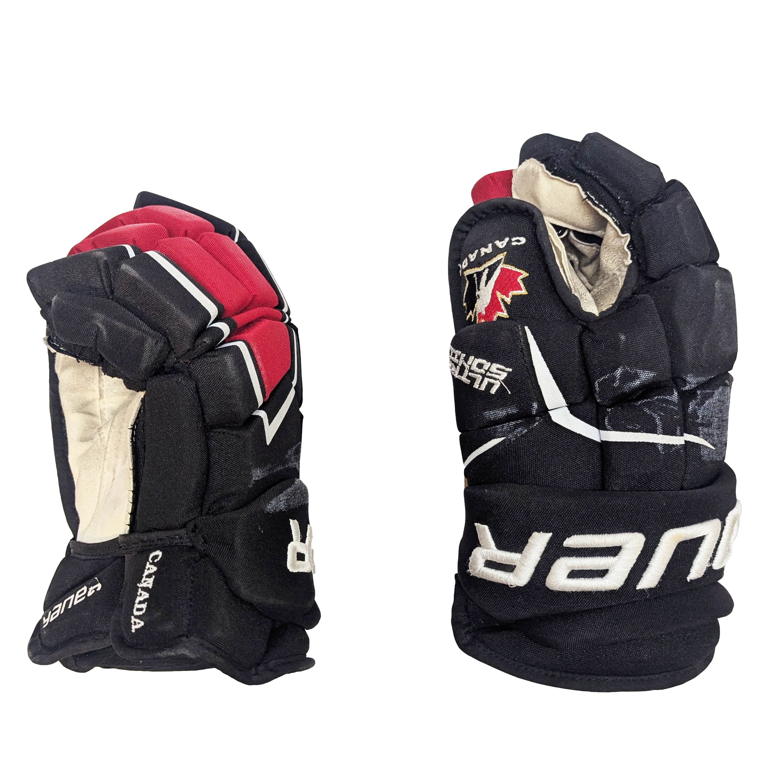 Bauer Supreme Ultrasonic - Used Team Canada Pro Stock Hockey Gloves (Black/White/Red) - Image 2