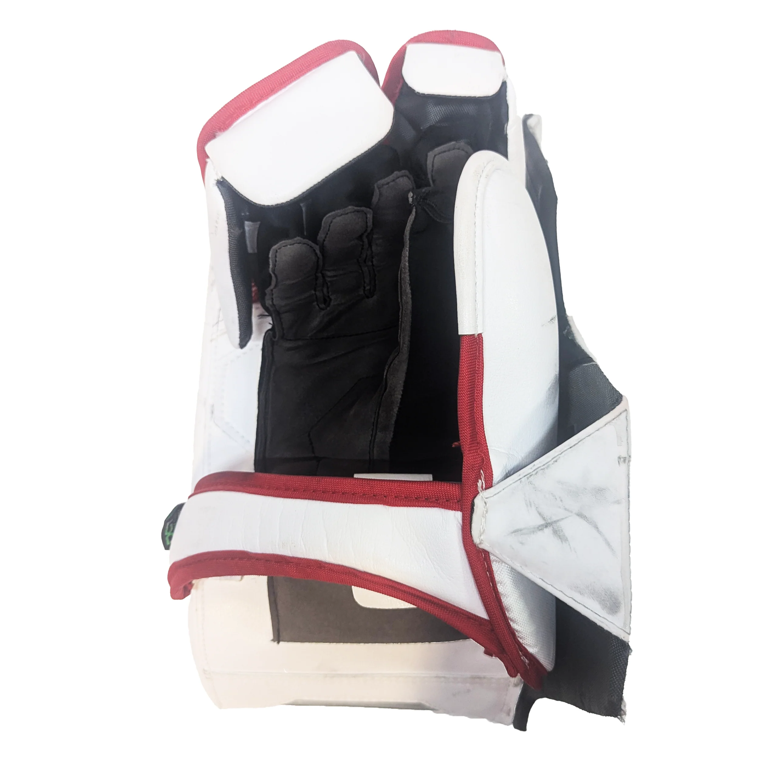 Bauer Vapor Hyperlite 2 - NCAA Used Pro Stock Goalie Blocker (White/Red) - Image 2