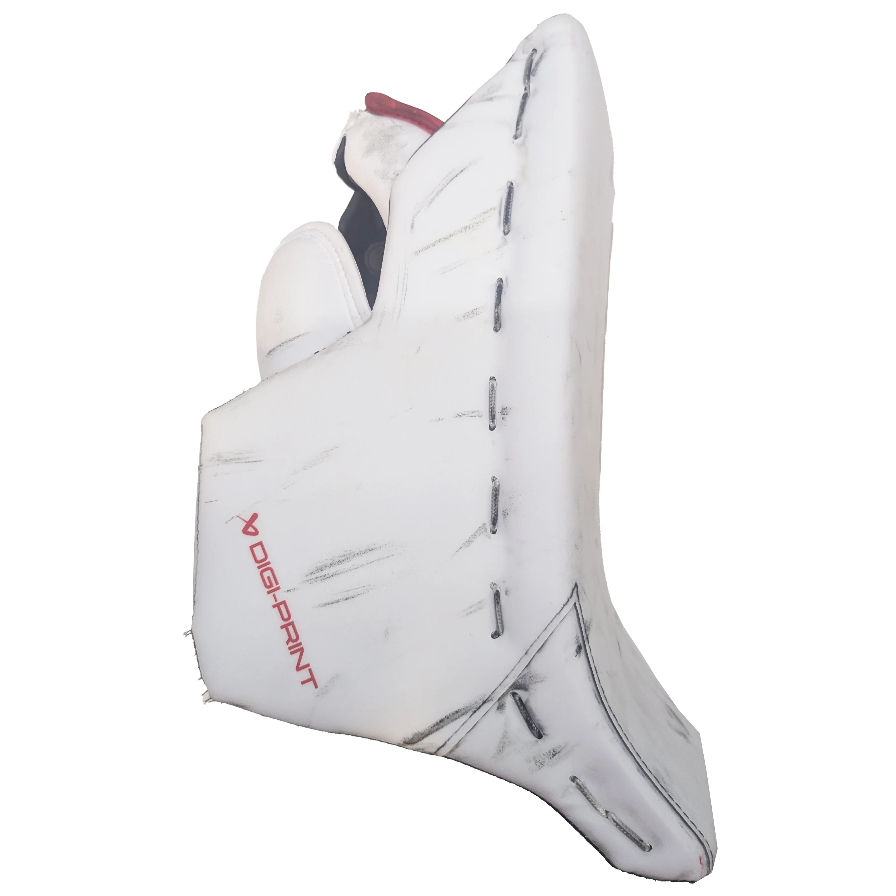 Bauer Vapor Hyperlite 2 - NCAA Used Pro Stock Goalie Blocker (White/Red) - Image 3