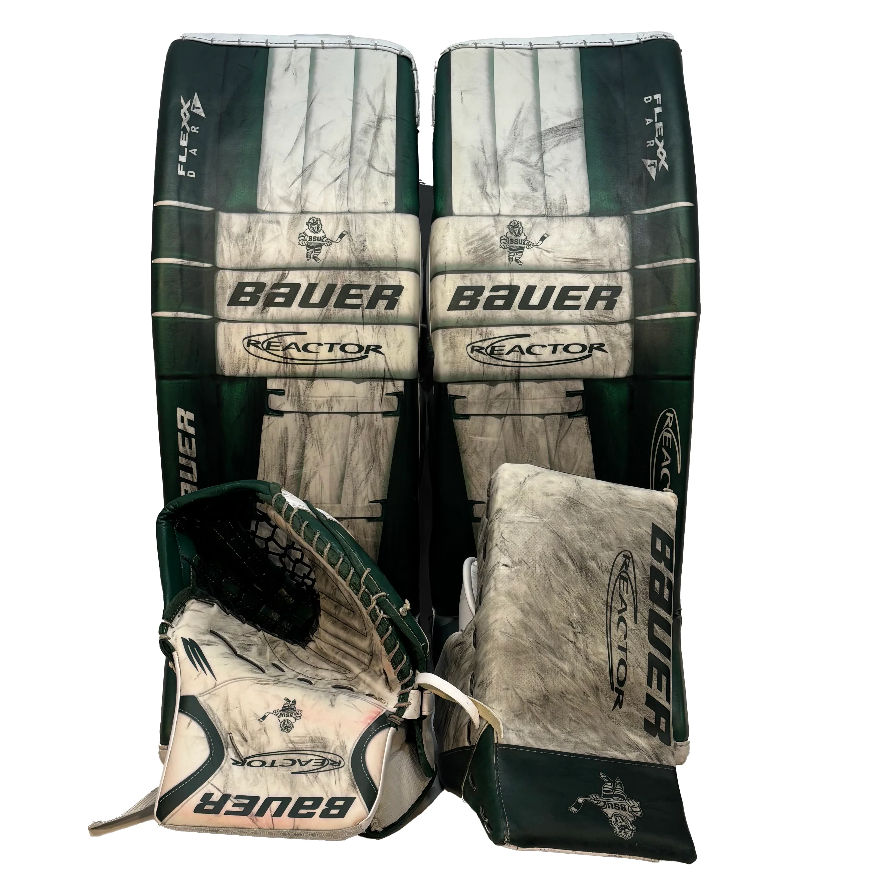 Bauer Vapor Hyperlite 2 - Used NCAA Pro Stock Goalie Full Set (White/Green) *Dressed as Bauer Reactor*