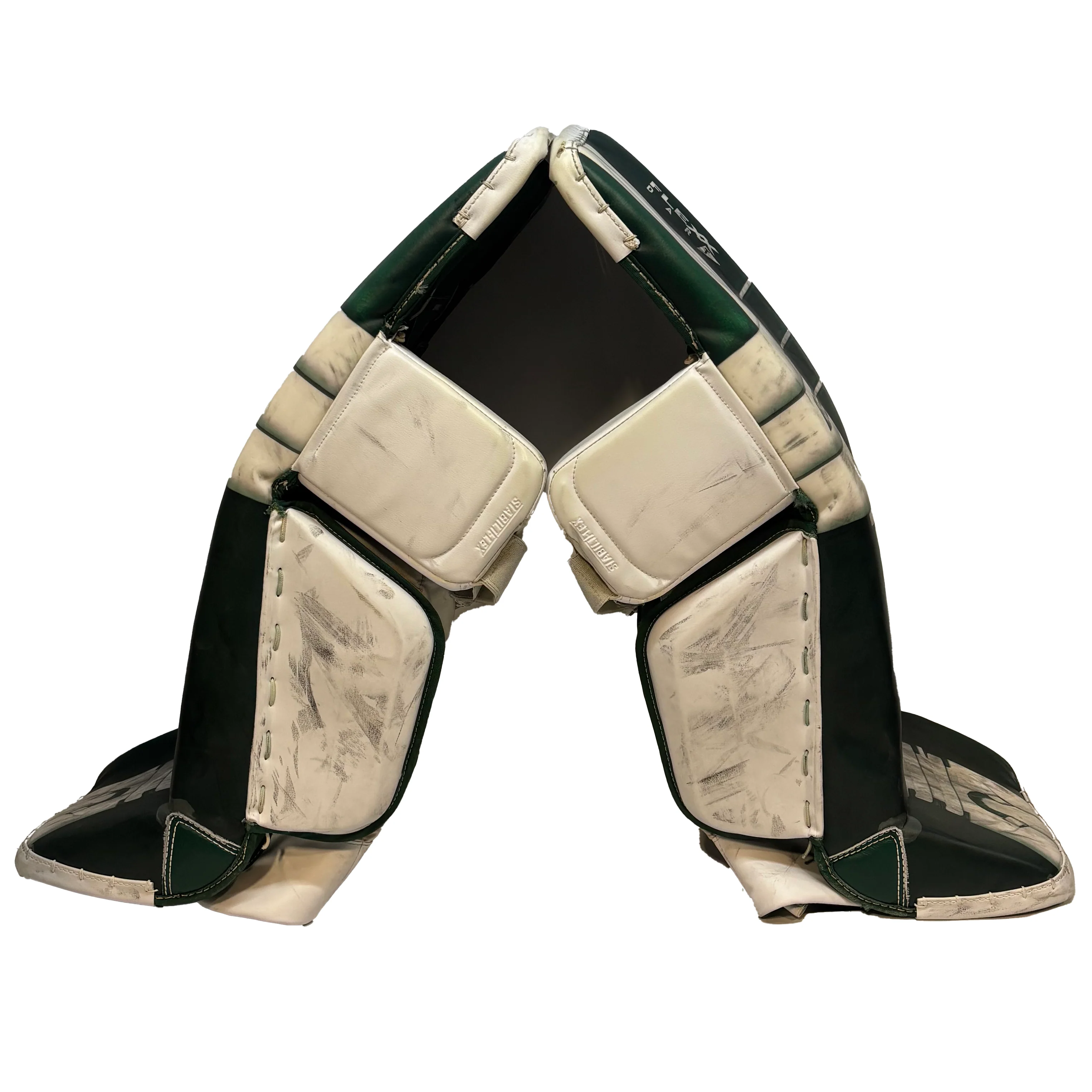 Bauer Vapor Hyperlite 2 - Used NCAA Pro Stock Goalie Full Set (White/Green) *Dressed as Bauer Reactor* - Image 3