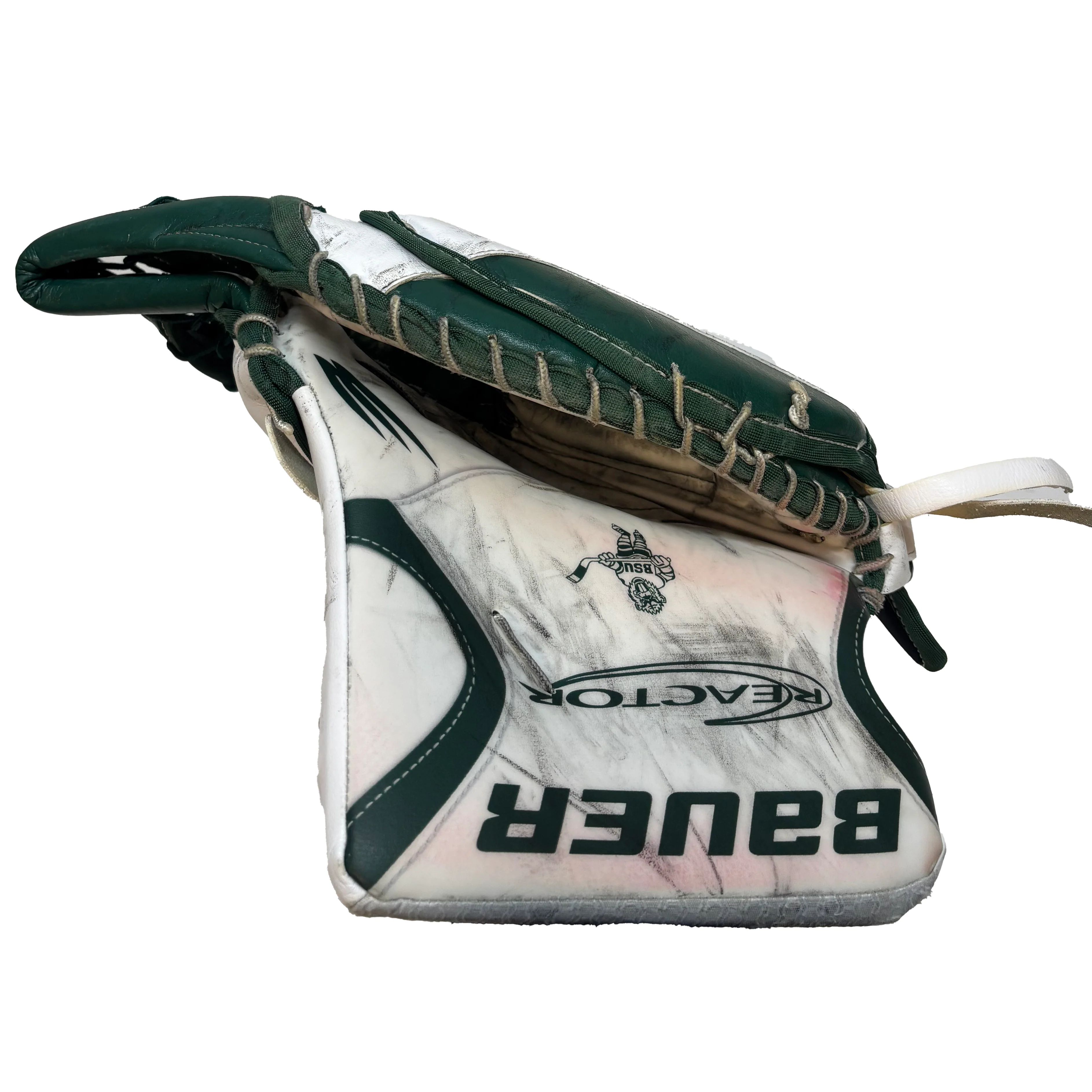 Bauer Vapor Hyperlite 2 - Used NCAA Pro Stock Goalie Full Set (White/Green) *Dressed as Bauer Reactor* - Image 8