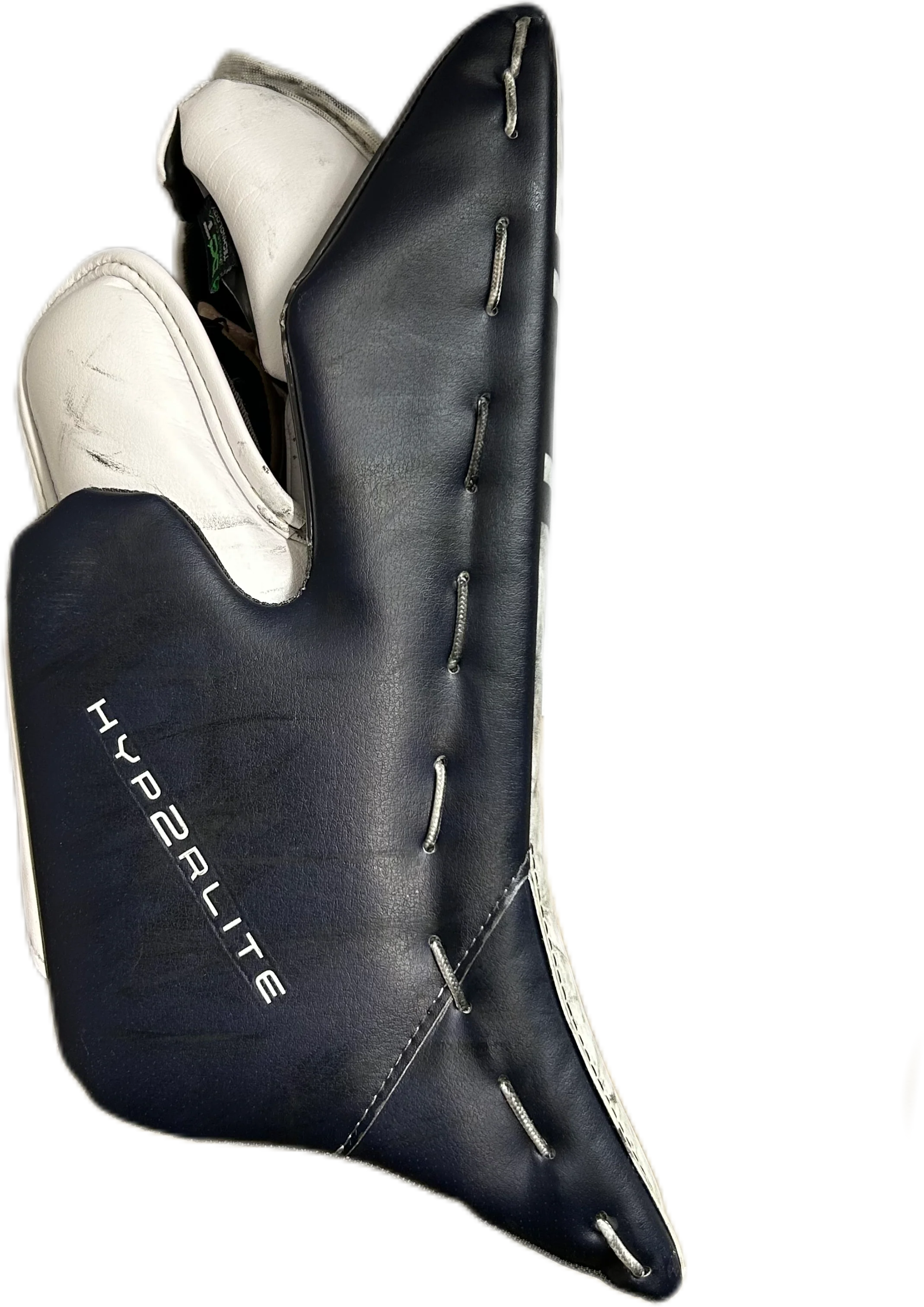 Bauer Vapor Hyperlite 2 - Used Pro Stock Goalie Blocker (White/Navy) - Image 2
