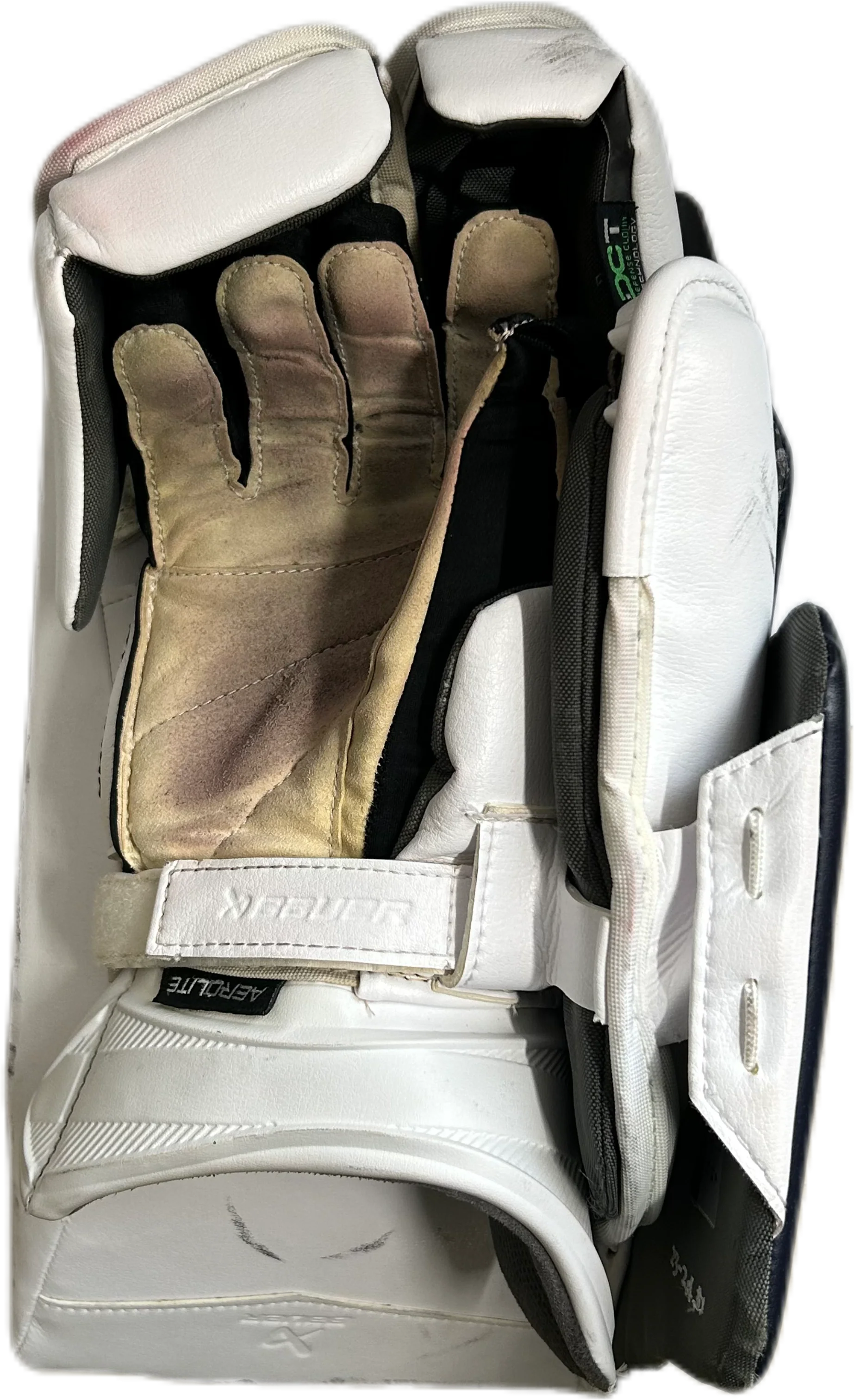 Bauer Vapor Hyperlite 2 - Used Pro Stock Goalie Blocker (White/Navy) - Image 3