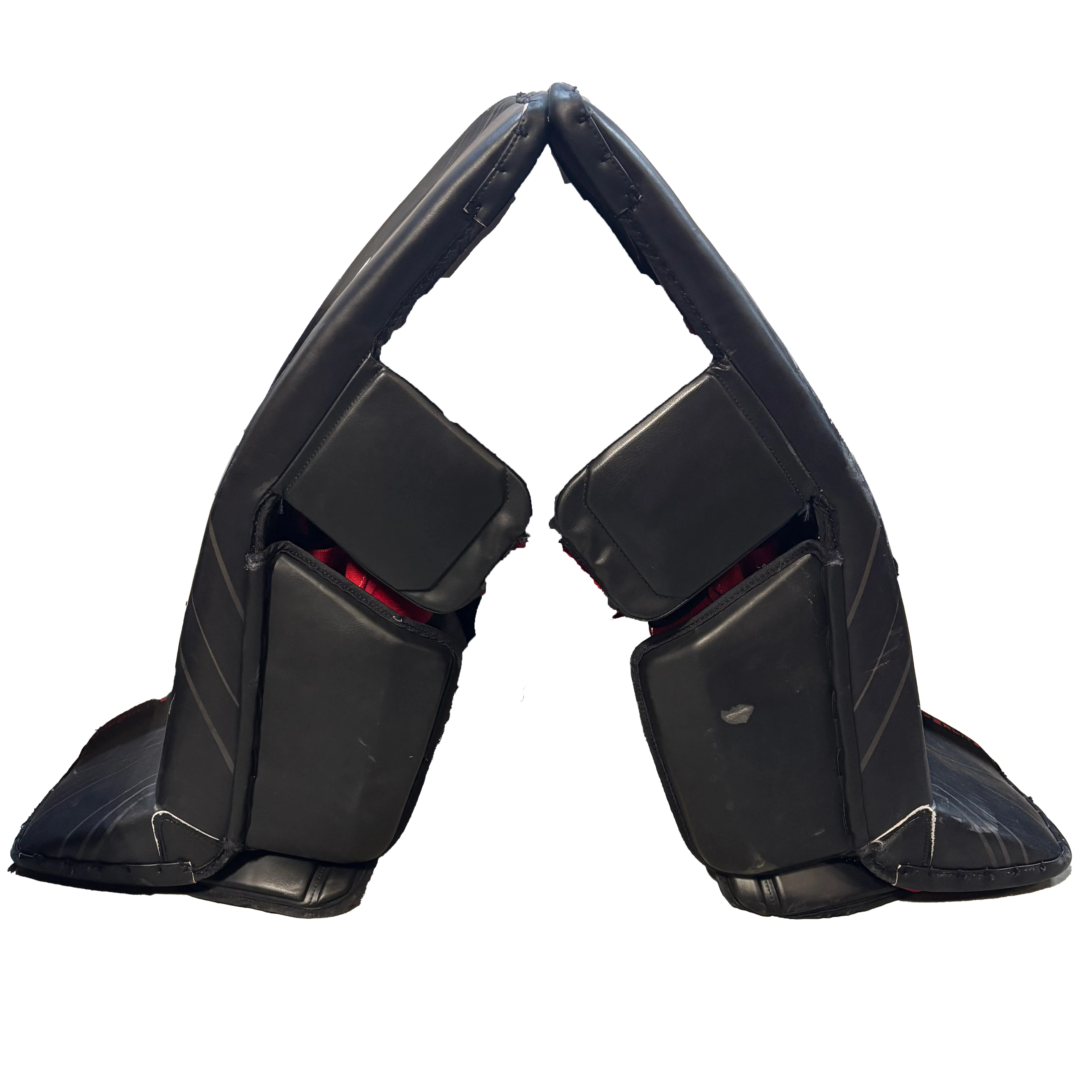 Bauer Vapor Hyperlite 2 - Used Pro Stock Goalie Pads (Black/Red/White) - Image 2