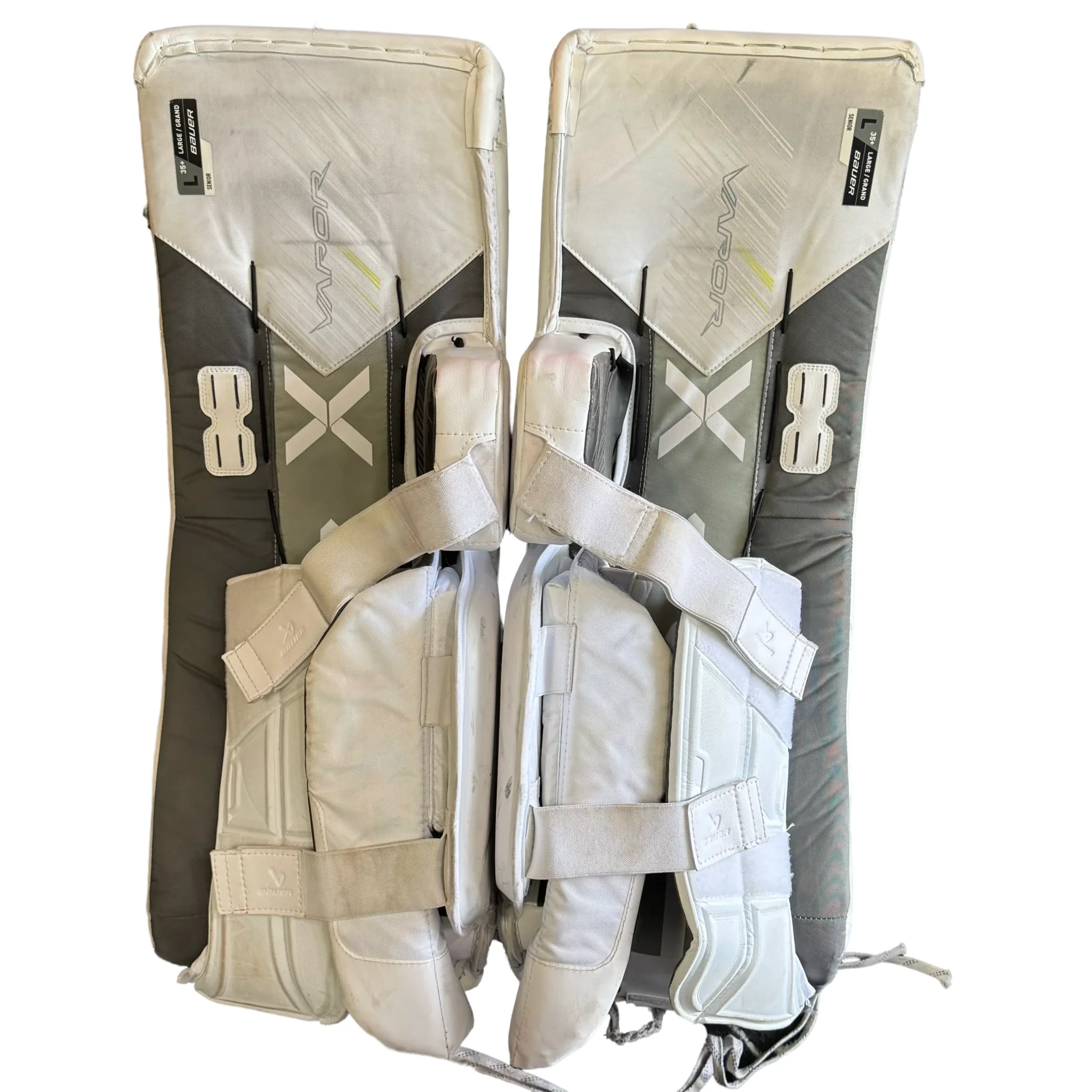 Bauer Vapor HyperLite 2 - Used Pro Stock Goalie Pads (White) - Image 2